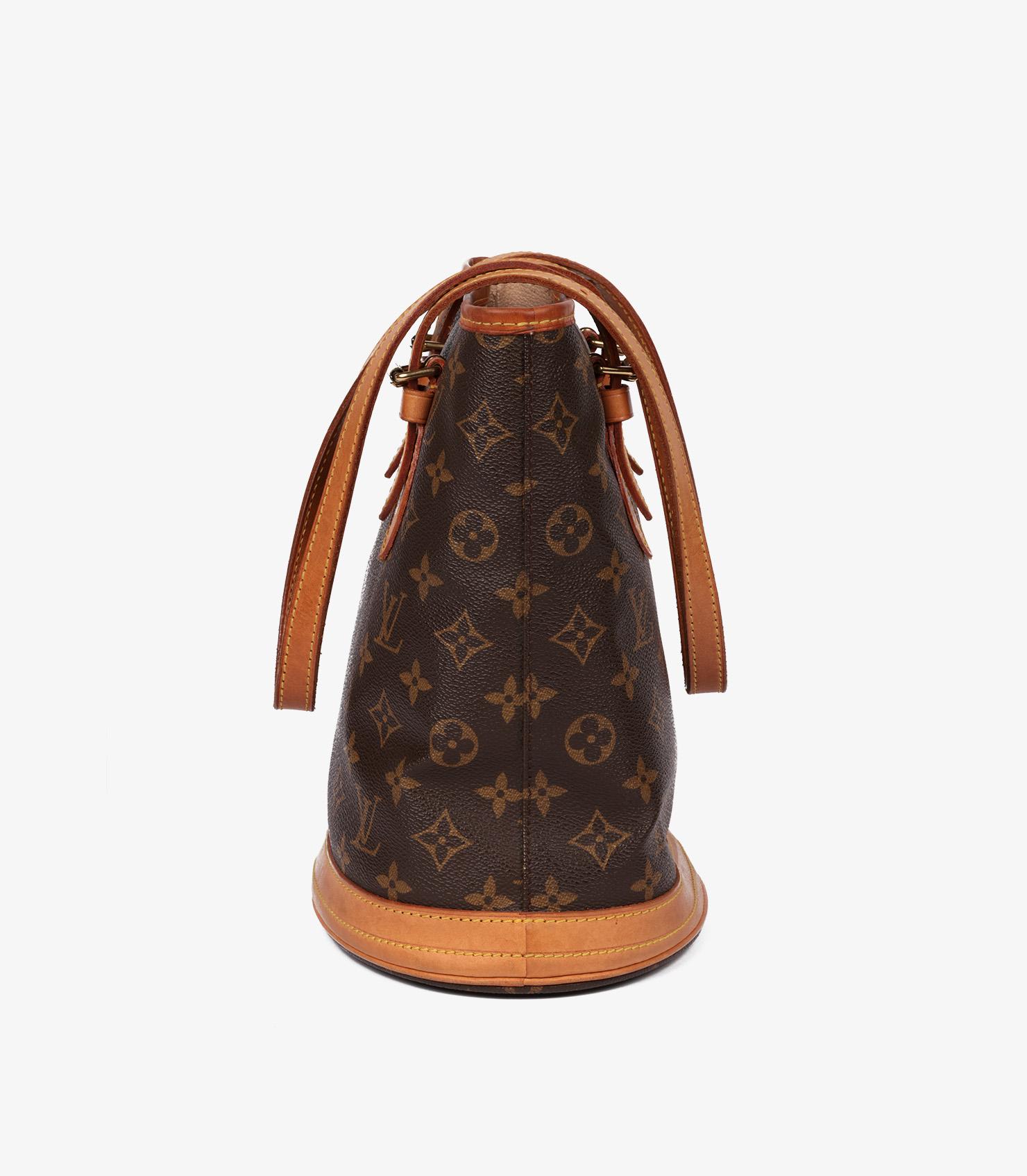 Louis Vuitton Brown Monogram Coated Canvas & Vachetta Leather Vintage Bucket Bag In Excellent Condition In Bishop's Stortford, Hertfordshire