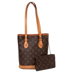 Louis Vuitton Borsa a secchiello vintage in tela e pelle Coates marrone Monogram