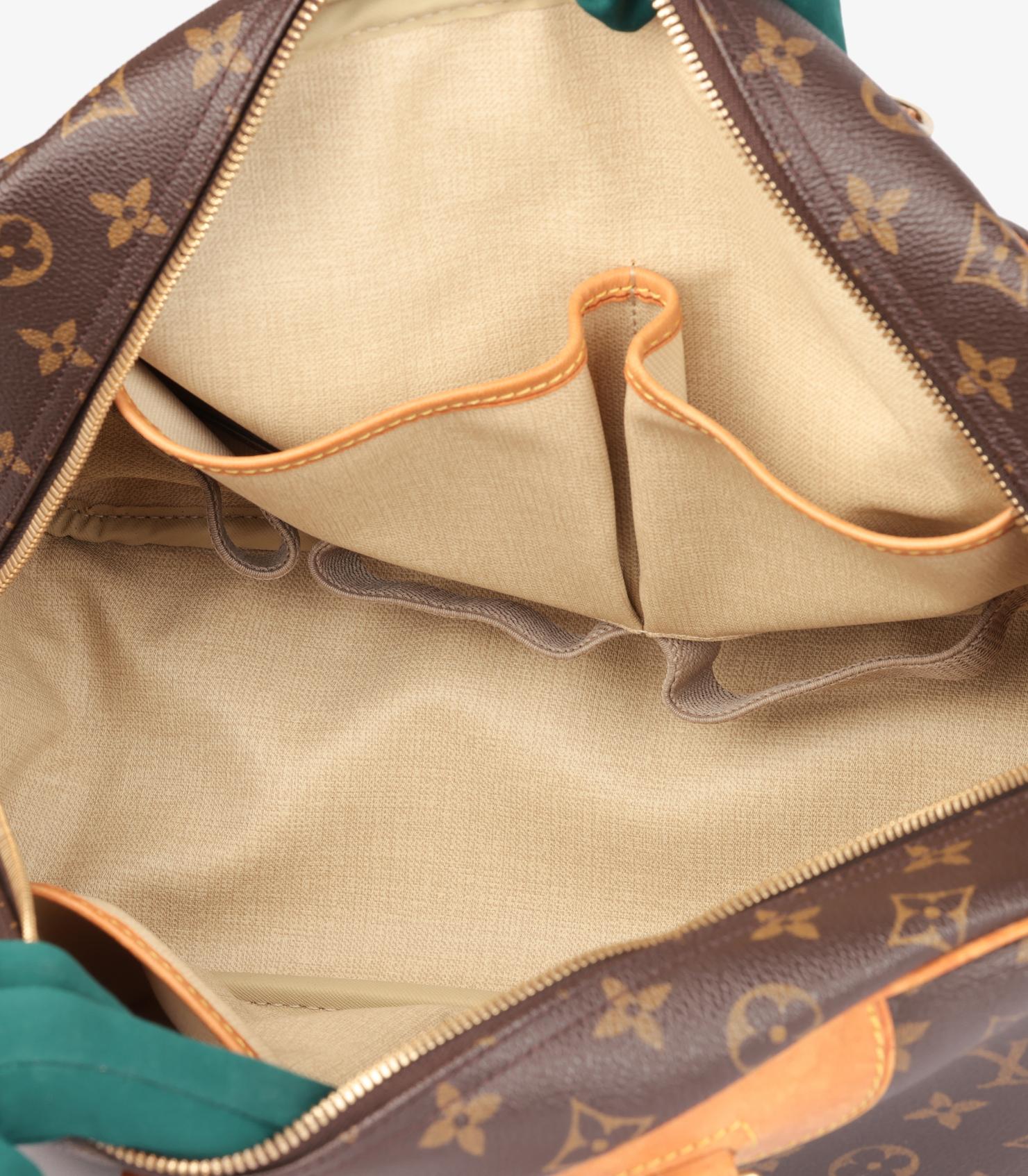 Louis Vuitton Brown Monogram Coated Canvas & Vachetta Leather Vintage Deauville en vente 5