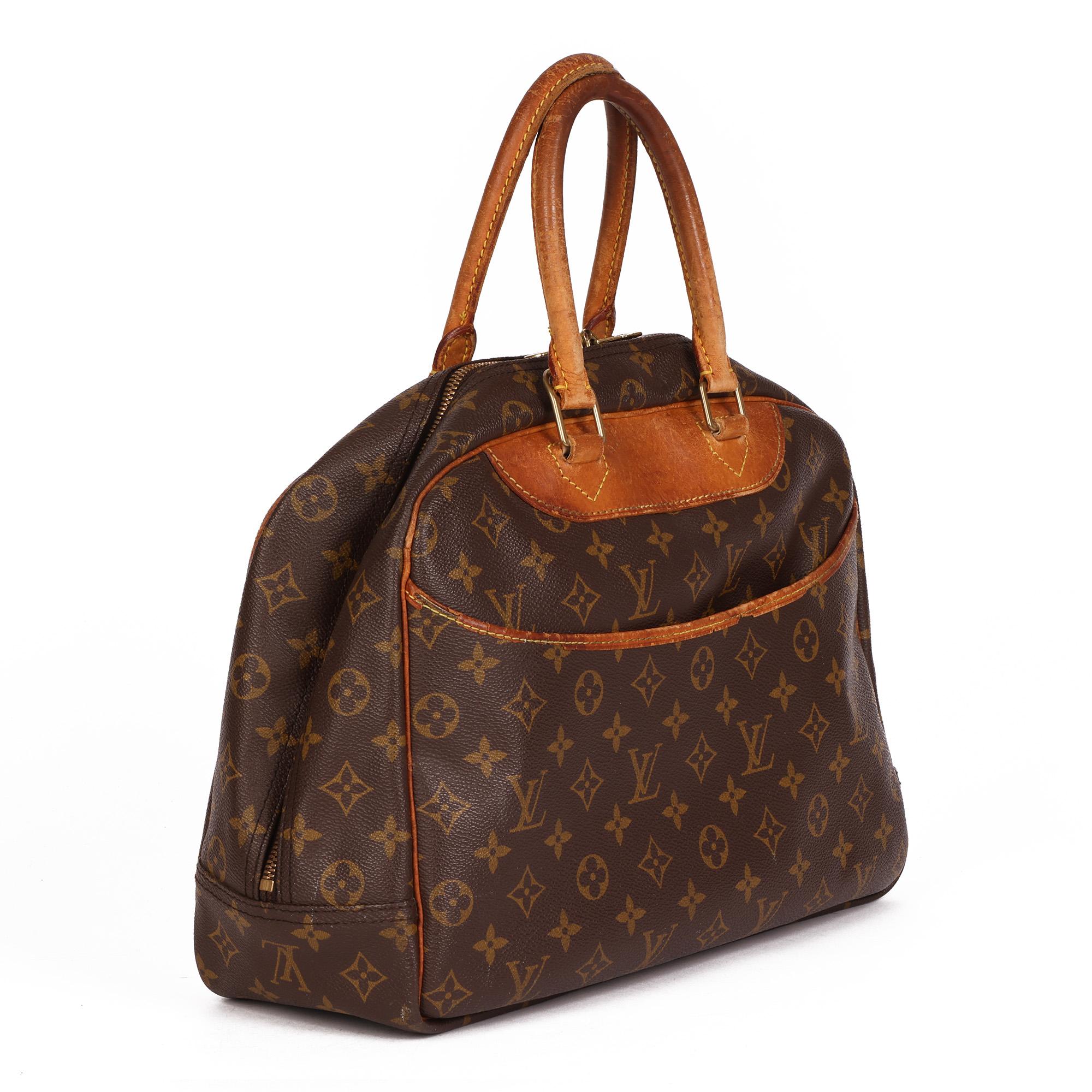 Louis Vuitton BROWN MONOGRAM COATED CANVAS & VACHETTA LEATHER VINTAGE DEAUVILLE

CONDITION NOTES
The exterior is in fair condition with heavy signs of use. There is a small tear in the coated canvas.
The interior is in good condition with moderate
