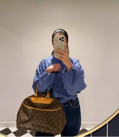 Louis Vuitton Braunes Monogram beschichtetes Segeltuch & Vachetta Leder Vintage Deauville