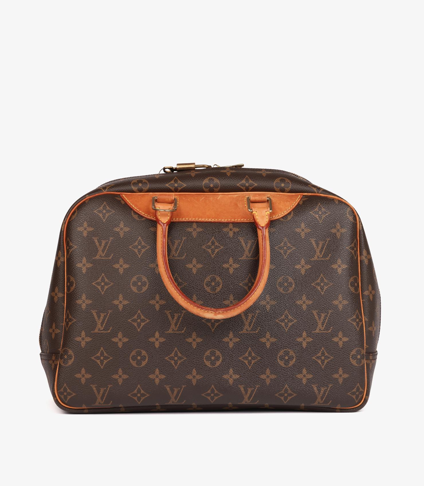 Louis Vuitton Brown Monogram Coated Canvas & Vachetta Leather Vintage Deauville Bon état - En vente à Bishop's Stortford, Hertfordshire