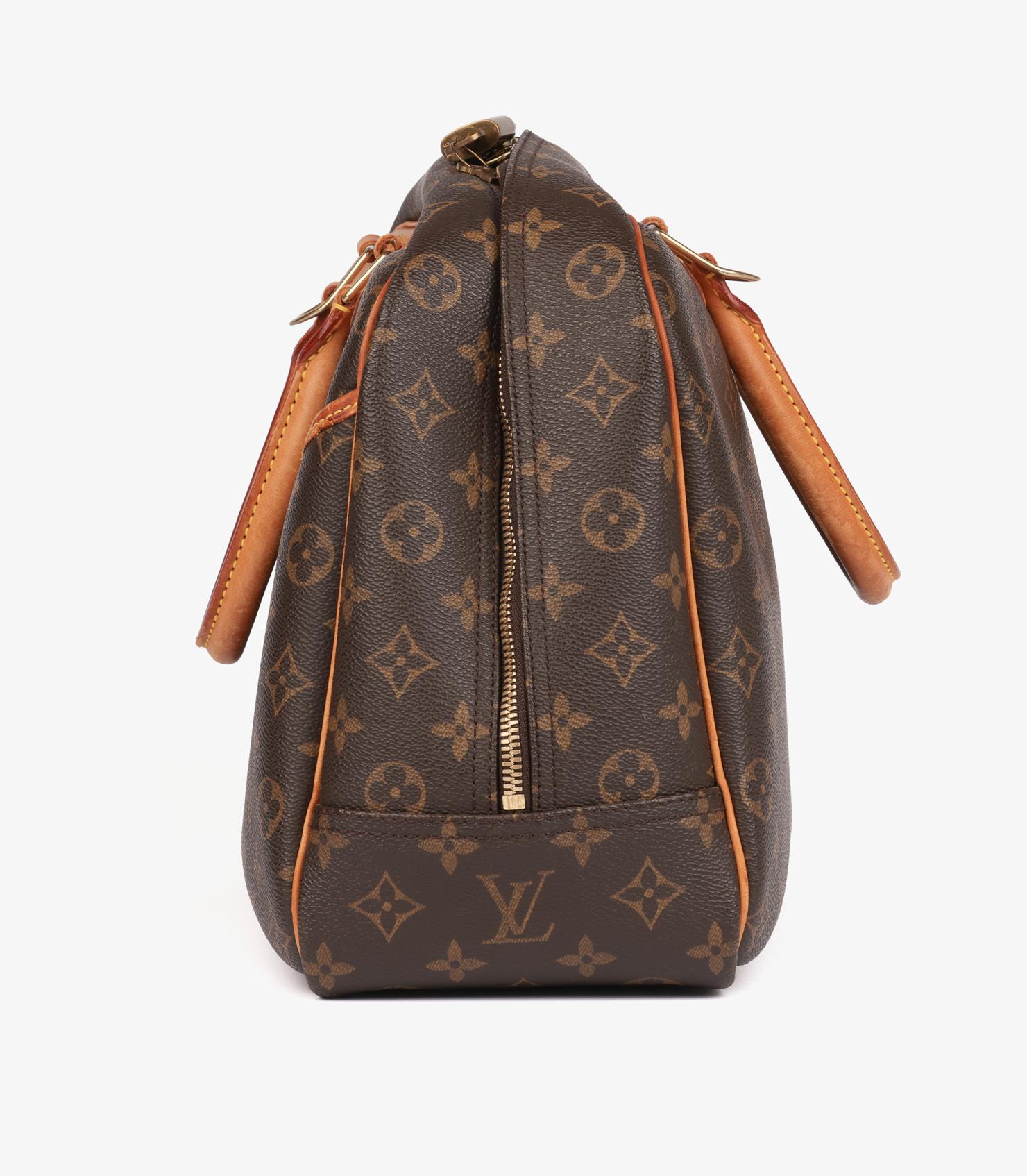 Louis Vuitton Brown Monogram Coated Canvas & Vachetta Leather Vintage Deauville en vente 2