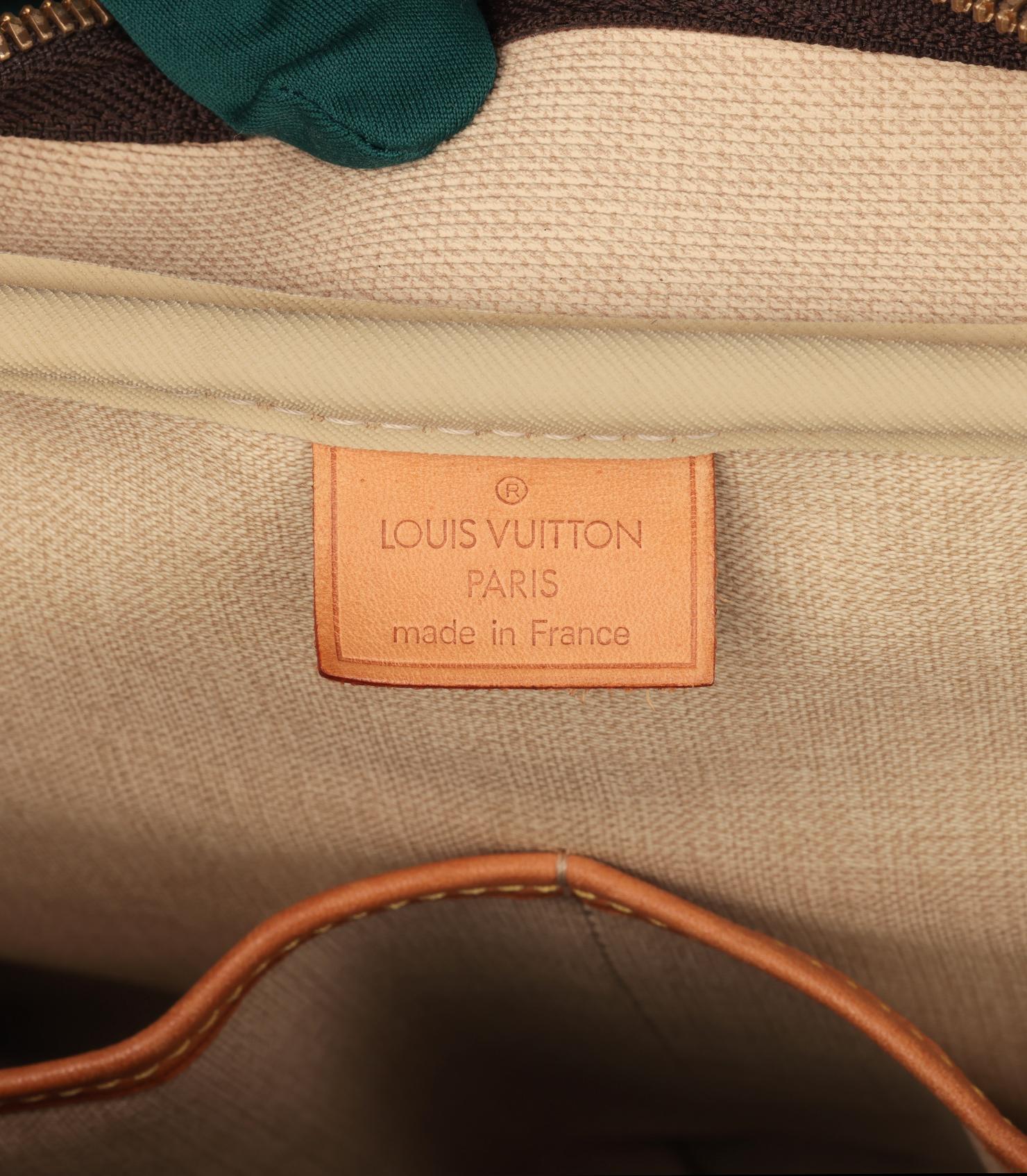 Louis Vuitton Brown Monogram Coated Canvas & Vachetta Leather Vintage Deauville en vente 3