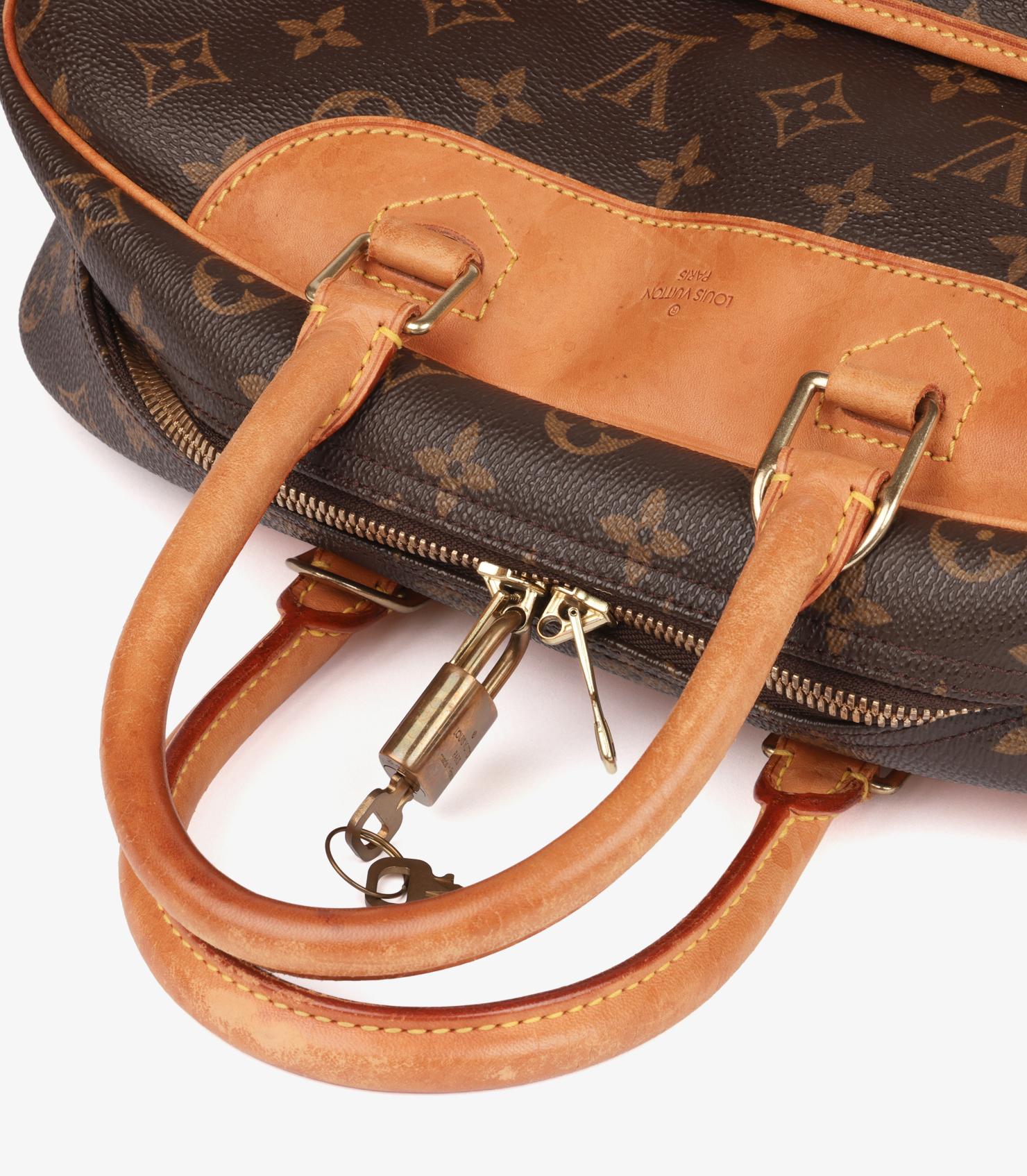Louis Vuitton Brown Monogram Coated Canvas & Vachetta Leather Vintage Deauville en vente 4