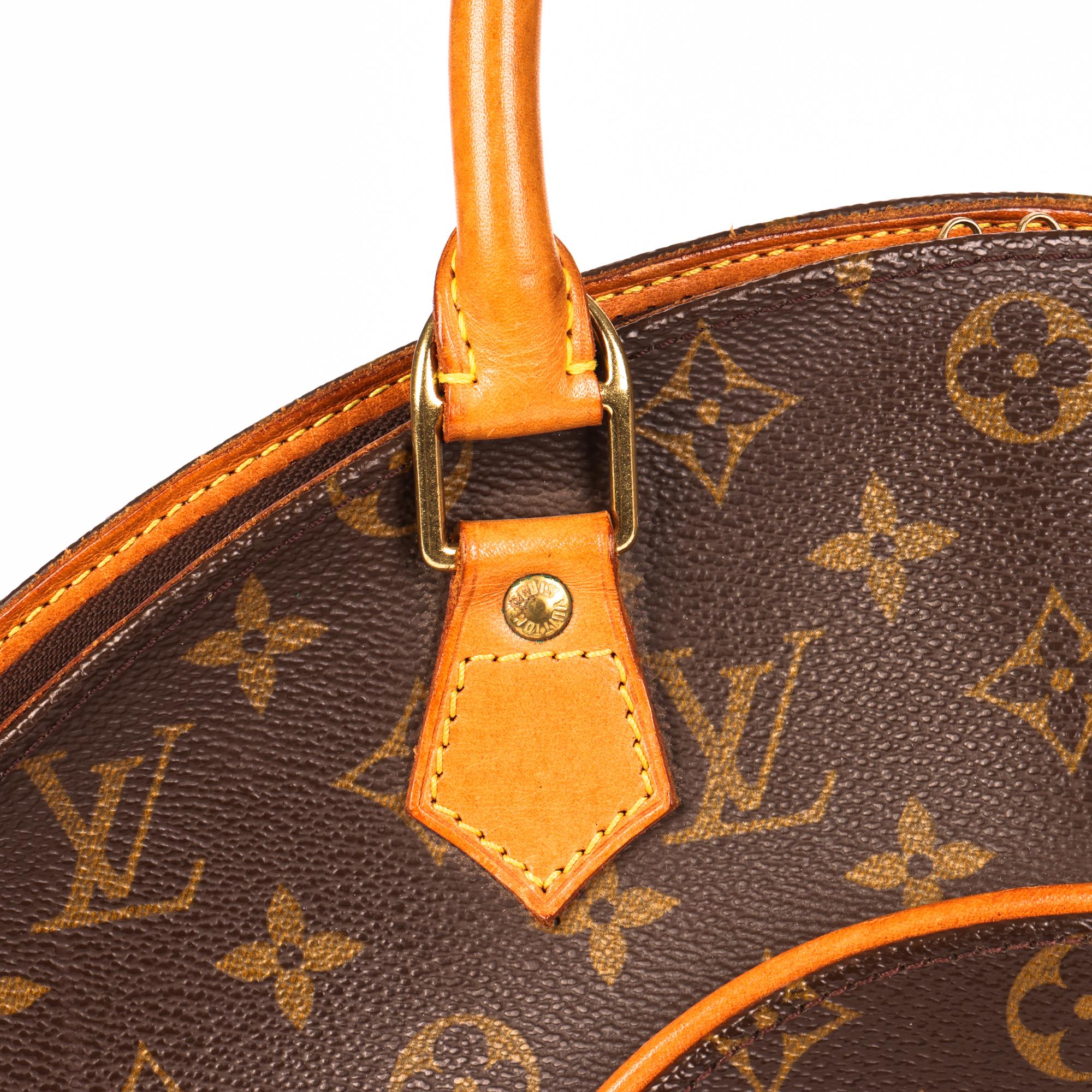 LOUIS VUITTON Brown Monogram Coated Canvas & Vachetta Leather Vintage Ellipse MM 1