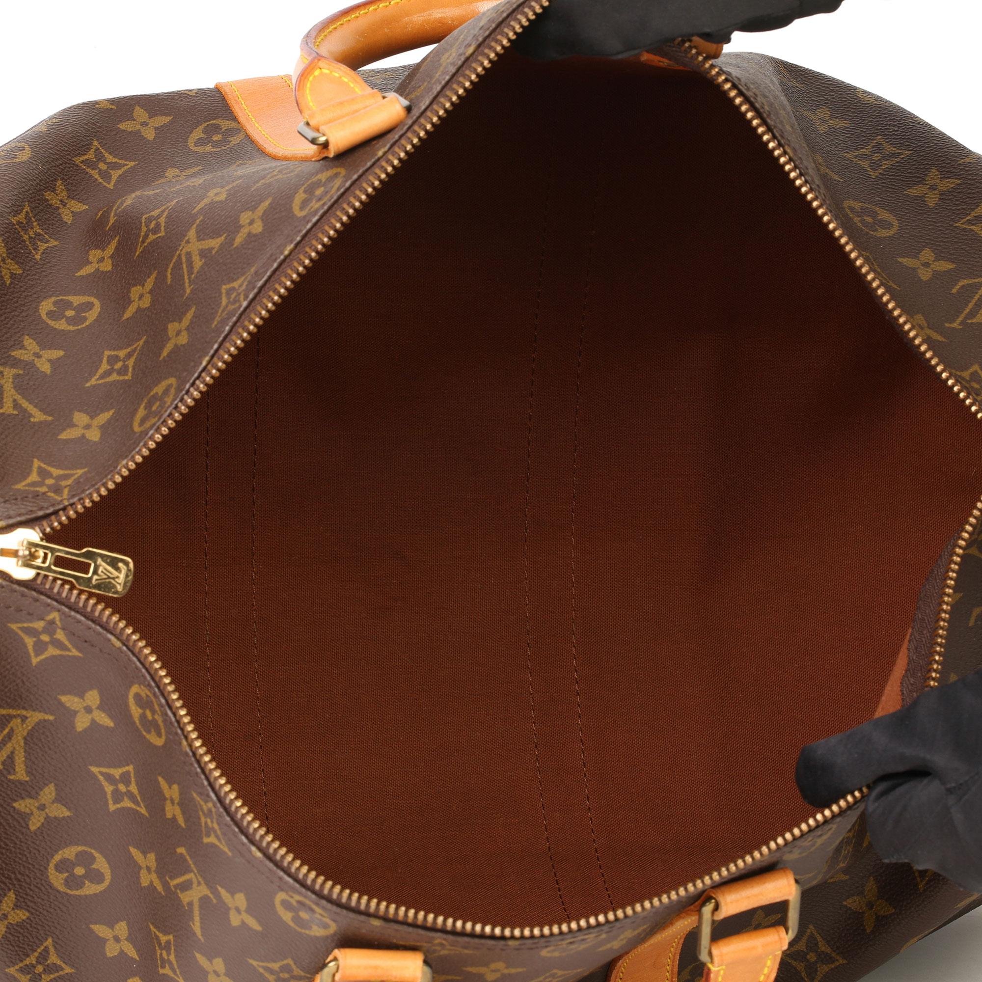 Louis Vuitton Brown Monogram Coated Canvas & Vachetta Leather Vintage Keepall 45 6