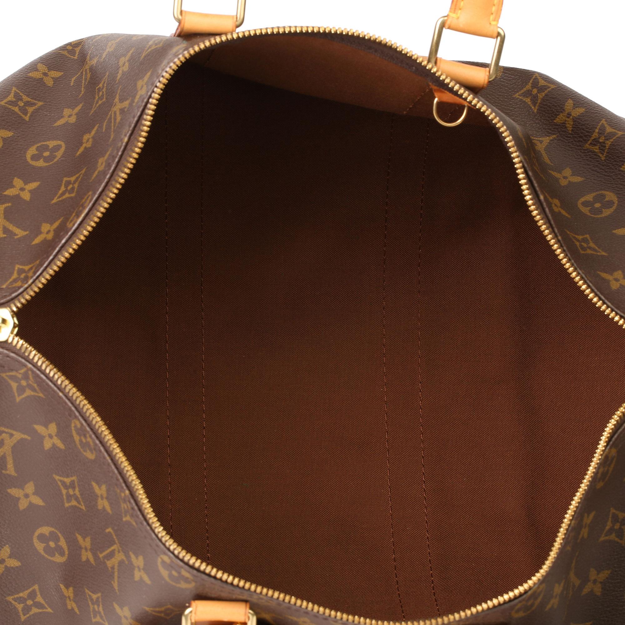 Louis Vuitton Brown Monogram Coated Canvas & Vachetta Leather Vintage Keepall 45 6