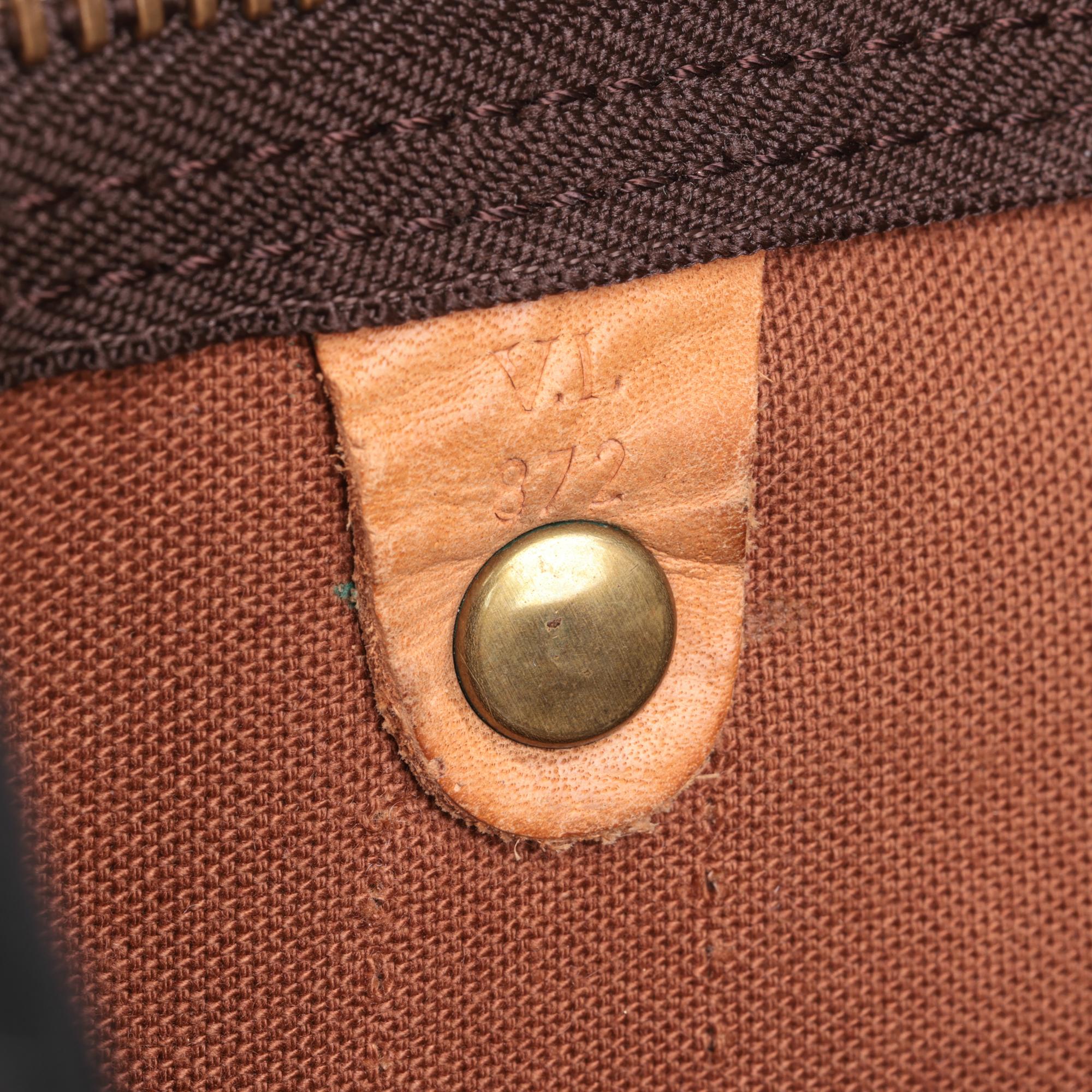 LOUIS VUITTON Brown Monogram Coated Canvas & Vachetta Leather Vintage Keepall 45 6
