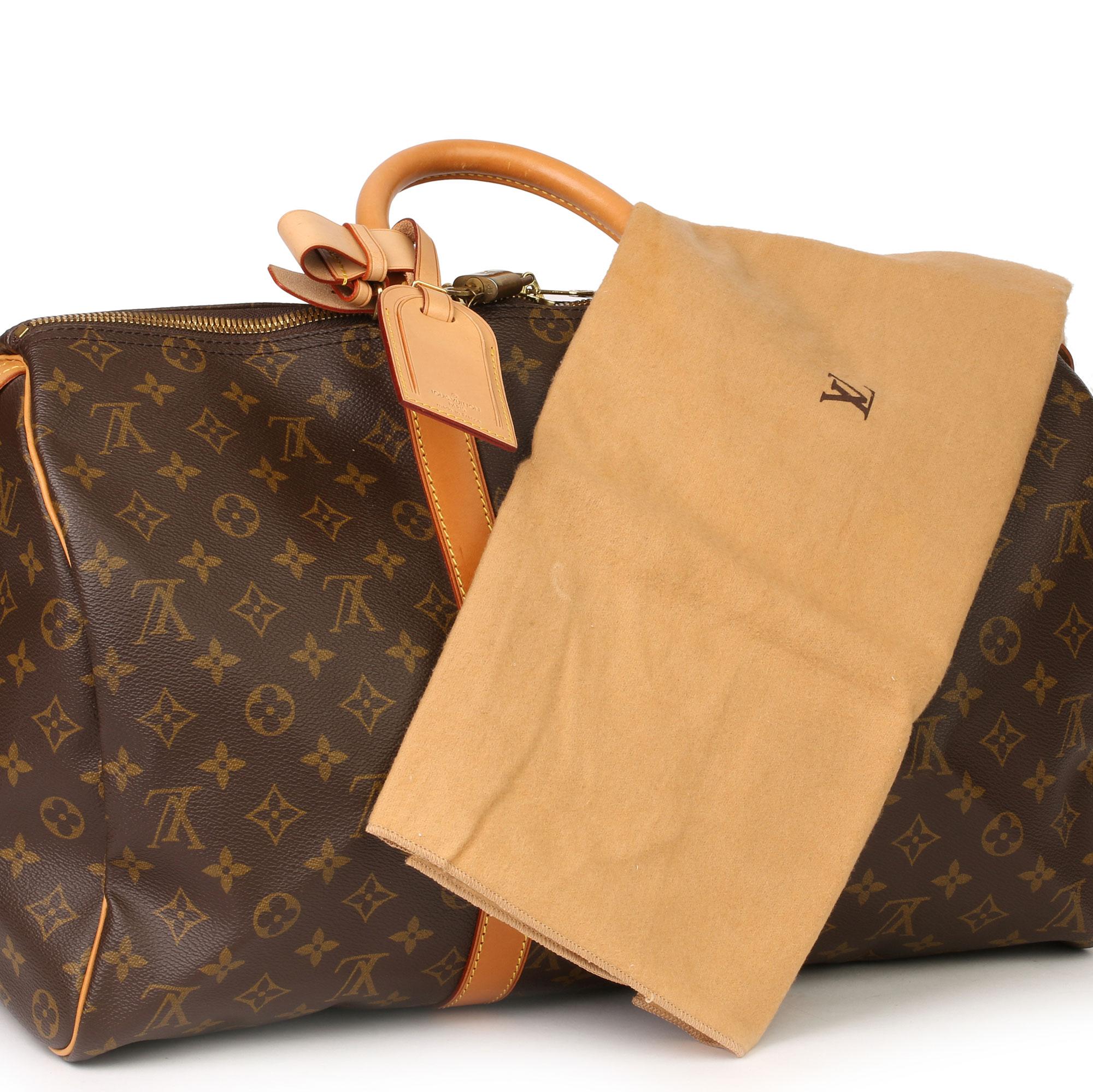 Louis Vuitton Brown Monogram Coated Canvas & Vachetta Leather Vintage Keepall 45 7