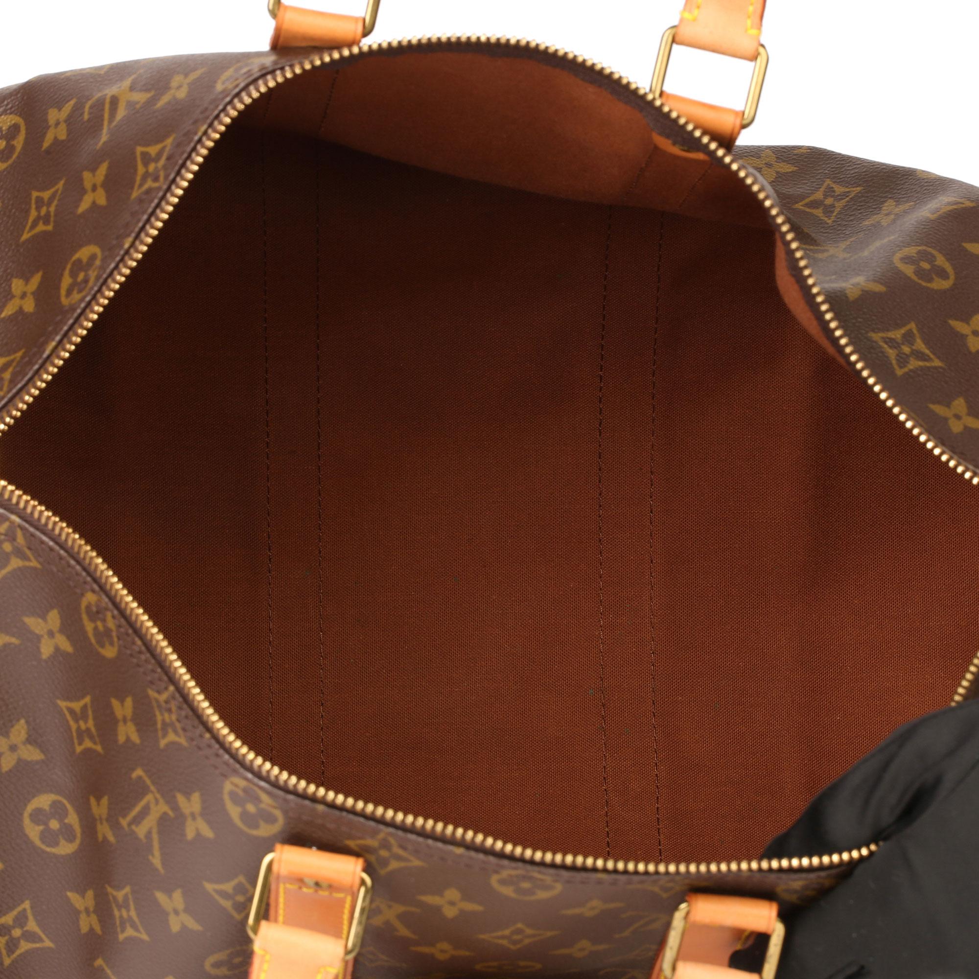 Louis Vuitton Brown Monogram Coated Canvas & Vachetta Leather Vintage Keepall 45 6