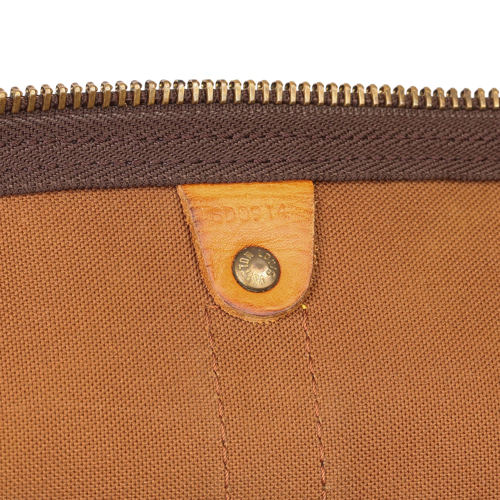 Louis Vuitton Brown Monogram Coated Canvas & Vachetta Leather Vintage Keepall 45 7