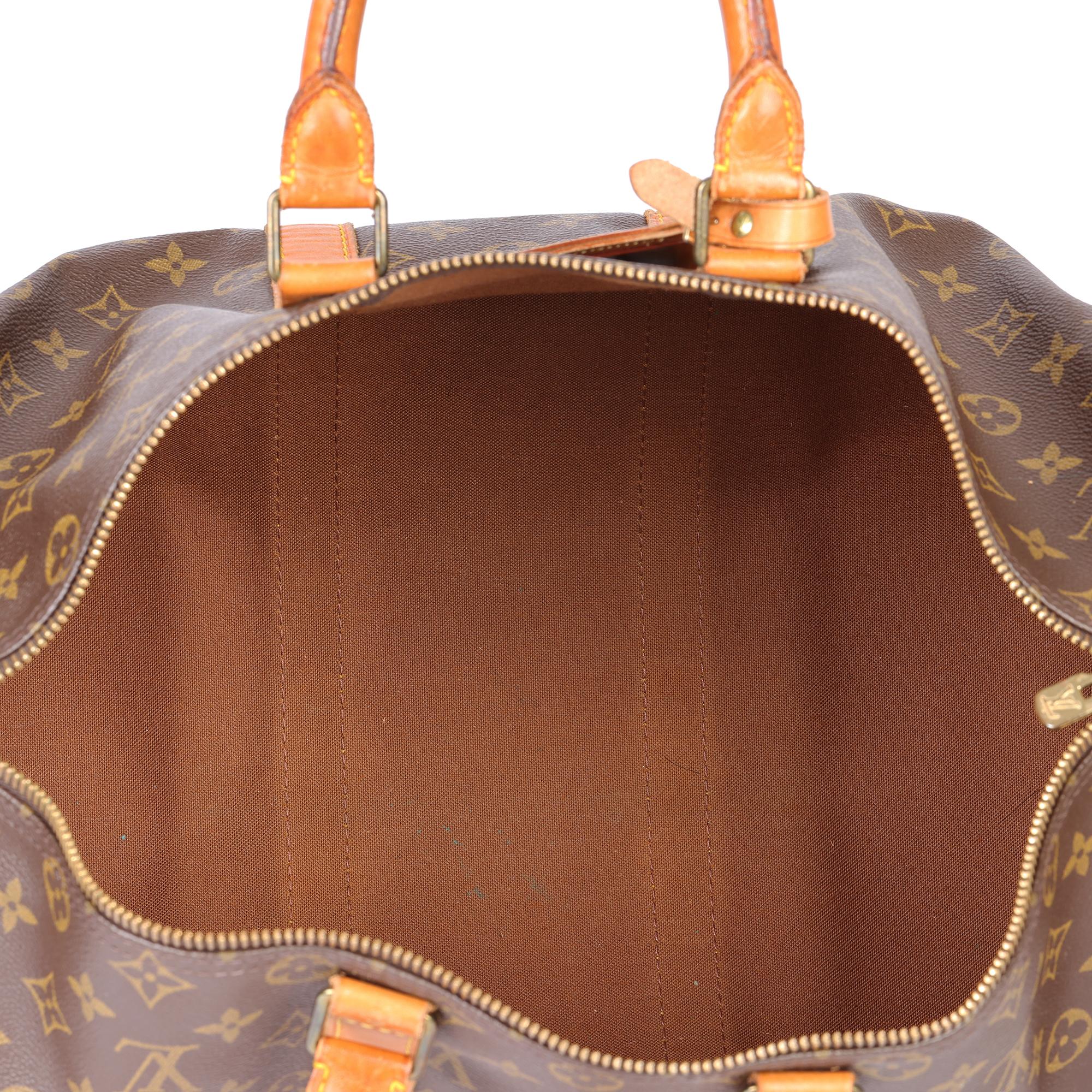 LOUIS VUITTON Brown Monogram Coated Canvas & Vachetta Leather Vintage Keepall 45 4