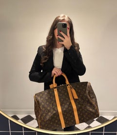 Louis Vuitton Brown Monogramm beschichtetem Segeltuch & Vachetta Leder Vintage Keepall 45