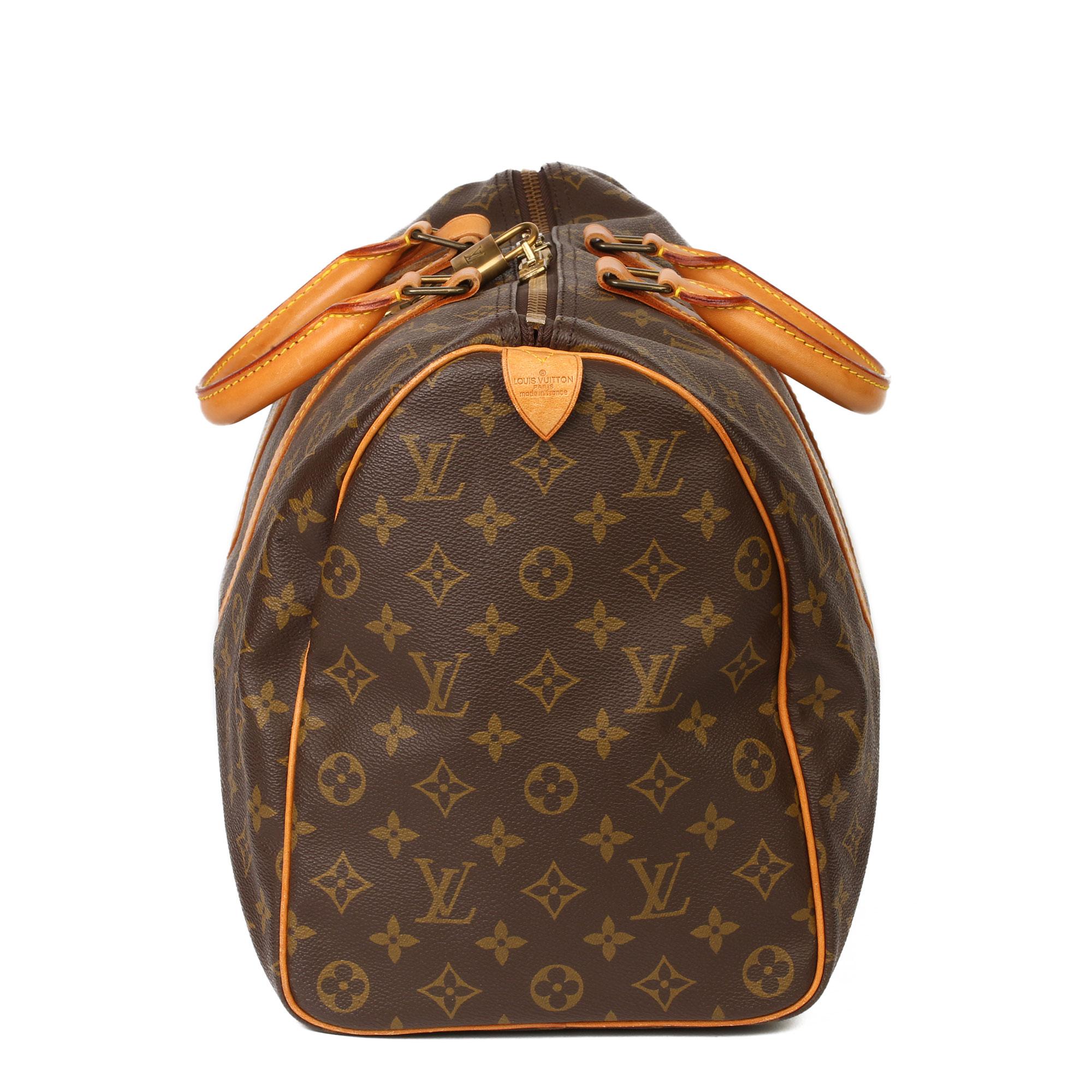Louis Vuitton Brown Monogram Coated Canvas & Vachetta Leather Vintage Keepall 45 In Excellent Condition In Bishop's Stortford, Hertfordshire