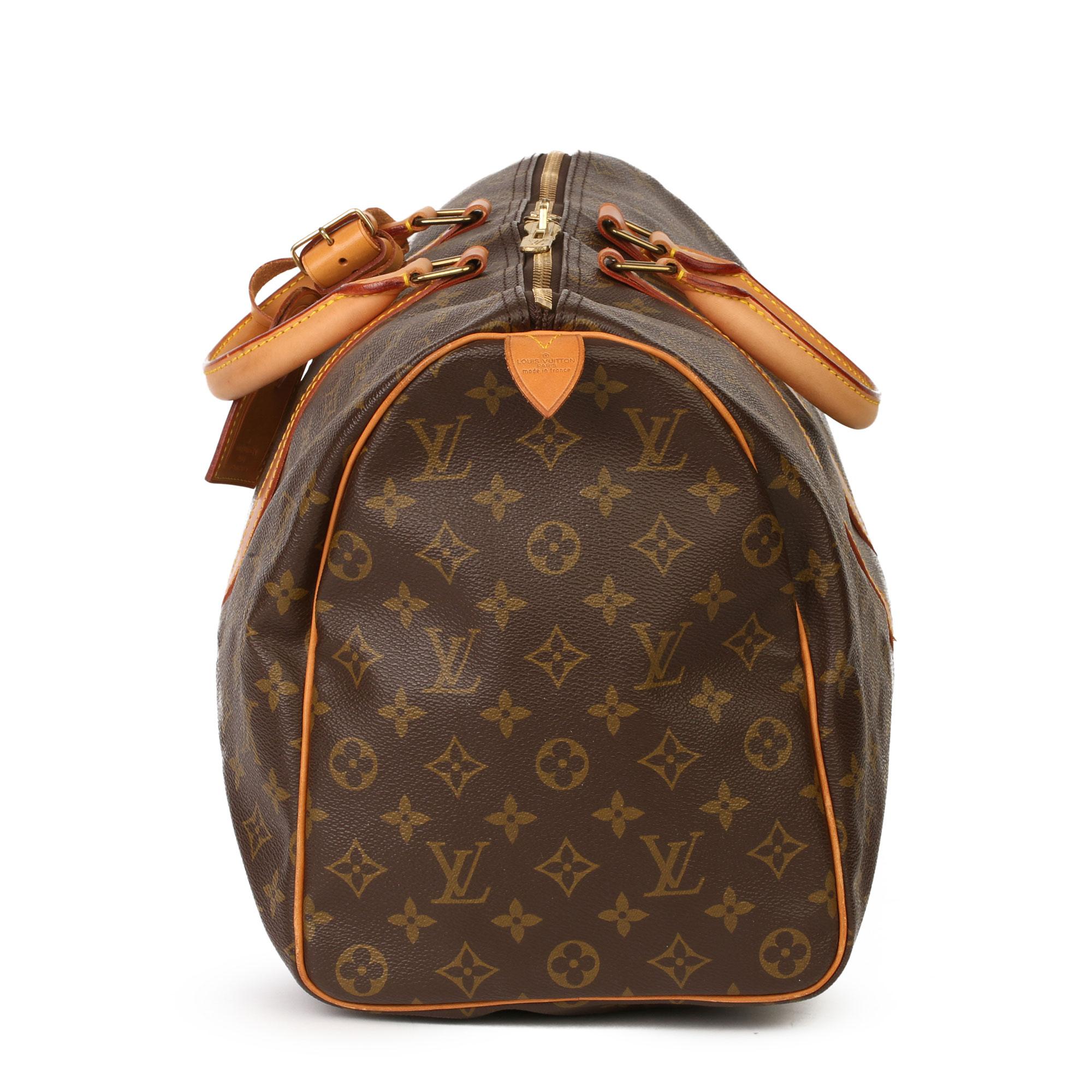 Black Louis Vuitton Brown Monogram Coated Canvas & Vachetta Leather Vintage Keepall 45