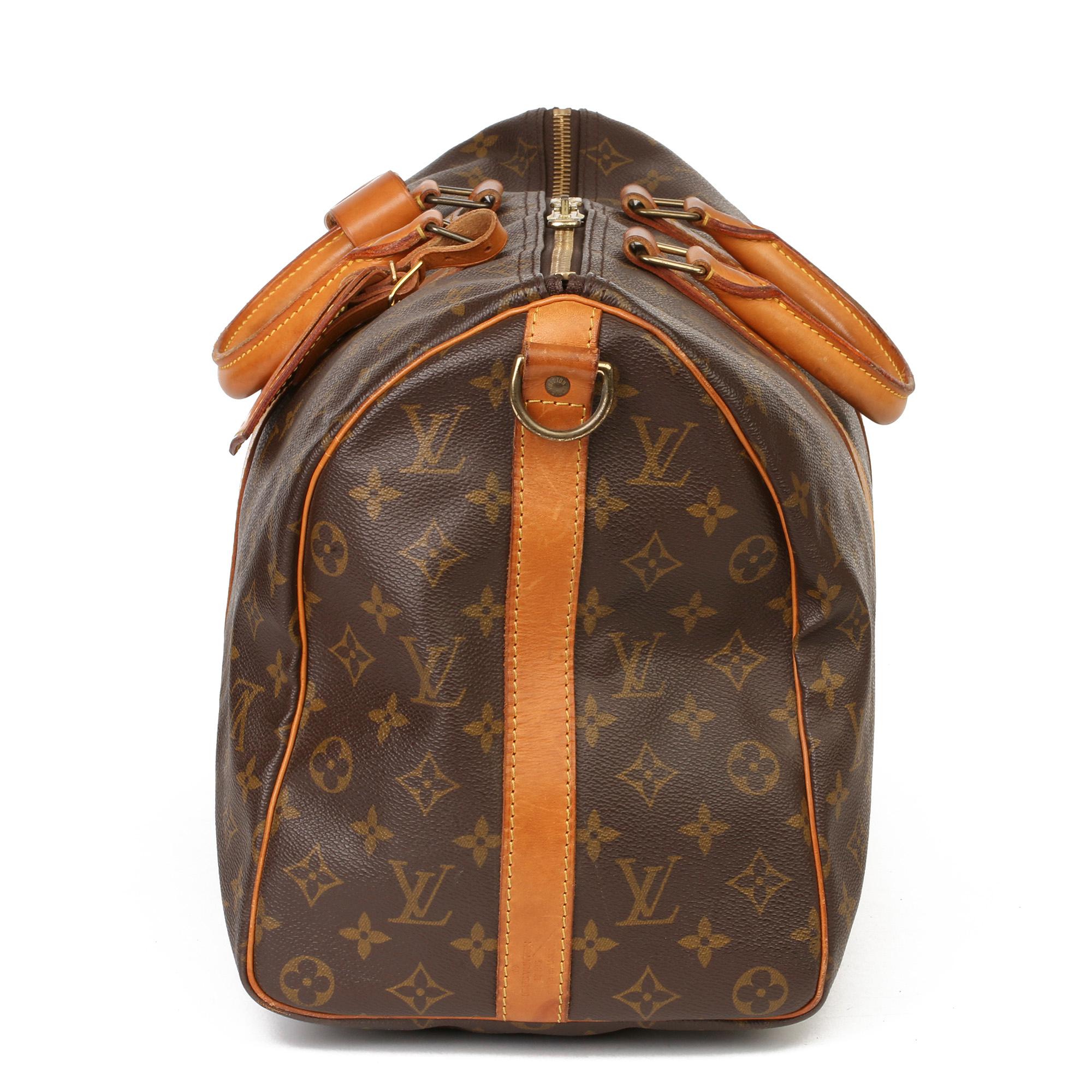 Louis Vuitton Brown Monogram Coated Canvas & Vachetta Leather Vintage Keepall 45 In Good Condition In Bishop's Stortford, Hertfordshire