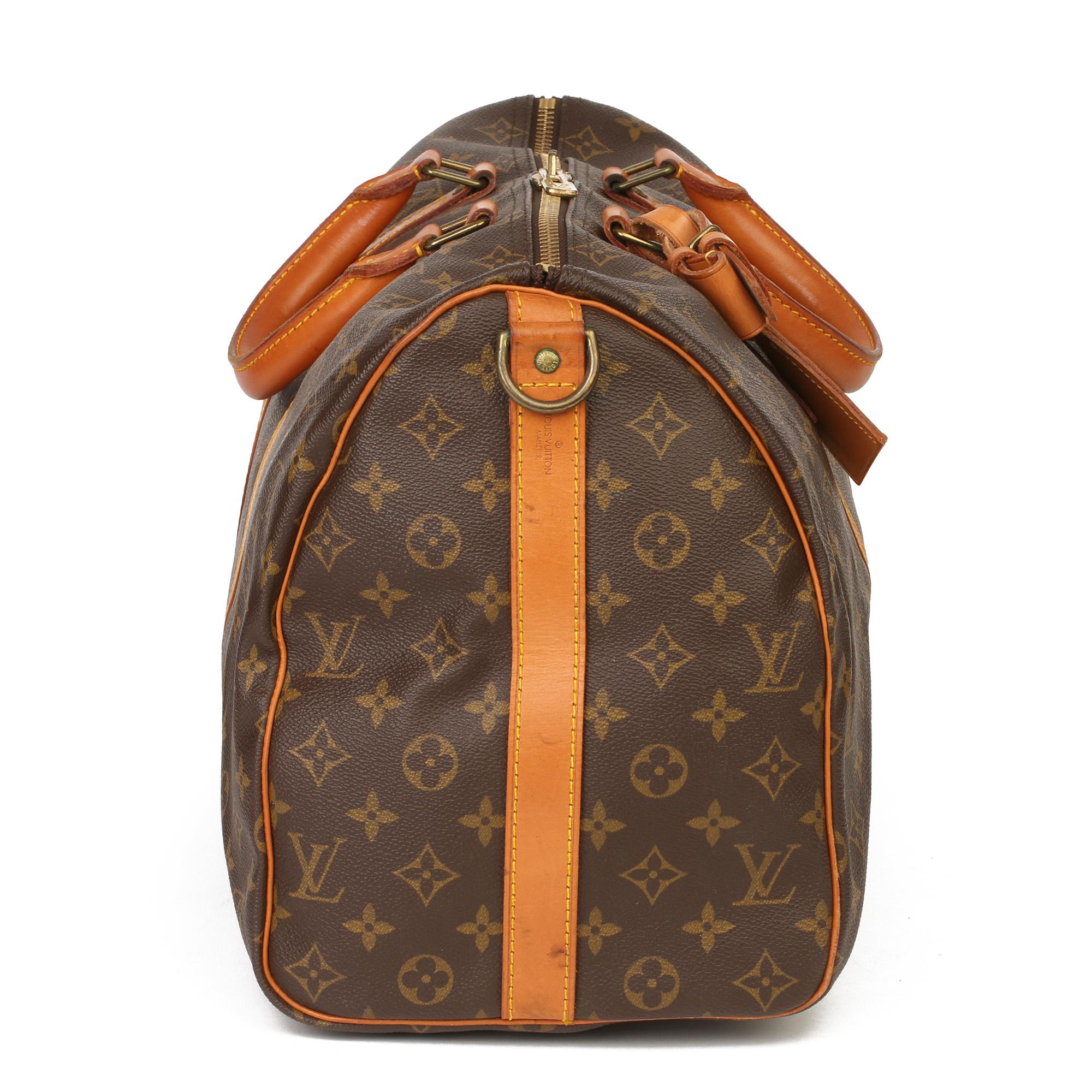 Louis Vuitton Brown Monogram Coated Canvas & Vachetta Leather Vintage Keepall 45 In Good Condition In Bishop's Stortford, Hertfordshire