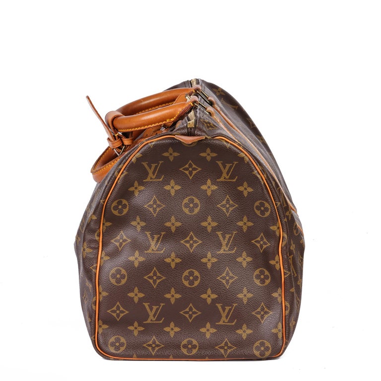 LOUIS VUITTON Brown Monogram Coated Canvas and Vachetta Leather Vintage  Keepall 45 For Sale at 1stDibs