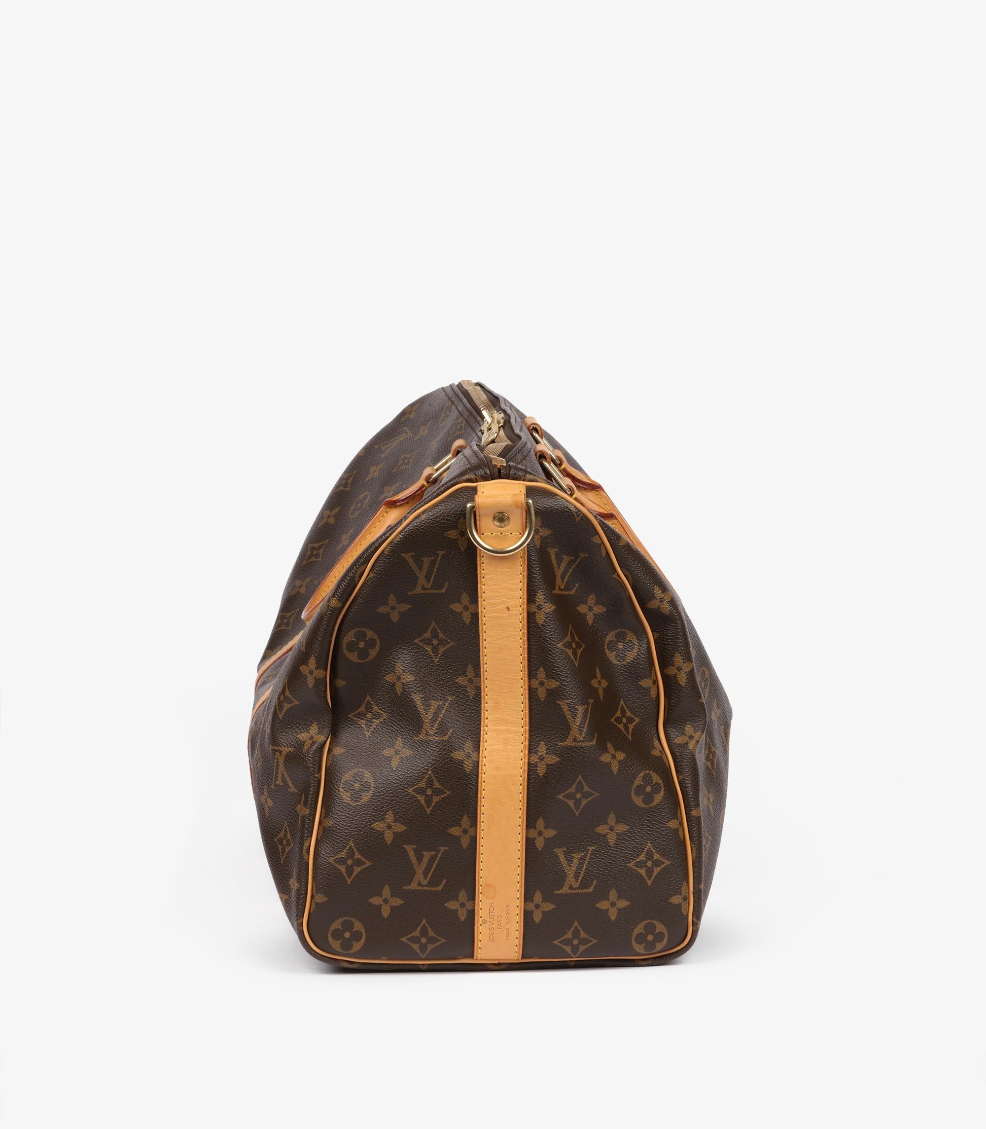 Louis Vuitton Brown Monogram Coated Canvas & Vachetta Leather Vintage Keepall 45 (Schwarz) im Angebot