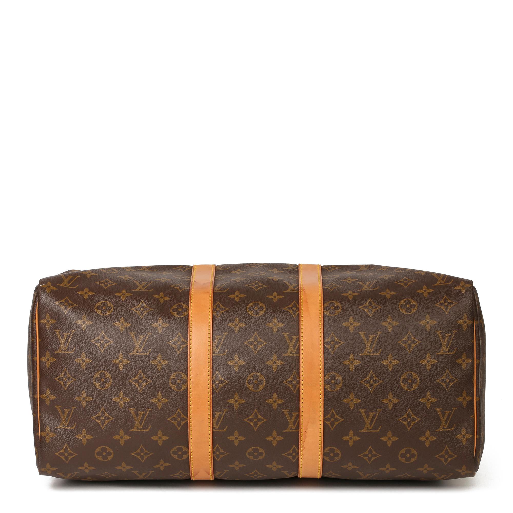 Louis Vuitton Brown Monogram Coated Canvas & Vachetta Leather Vintage Keepall 45 1