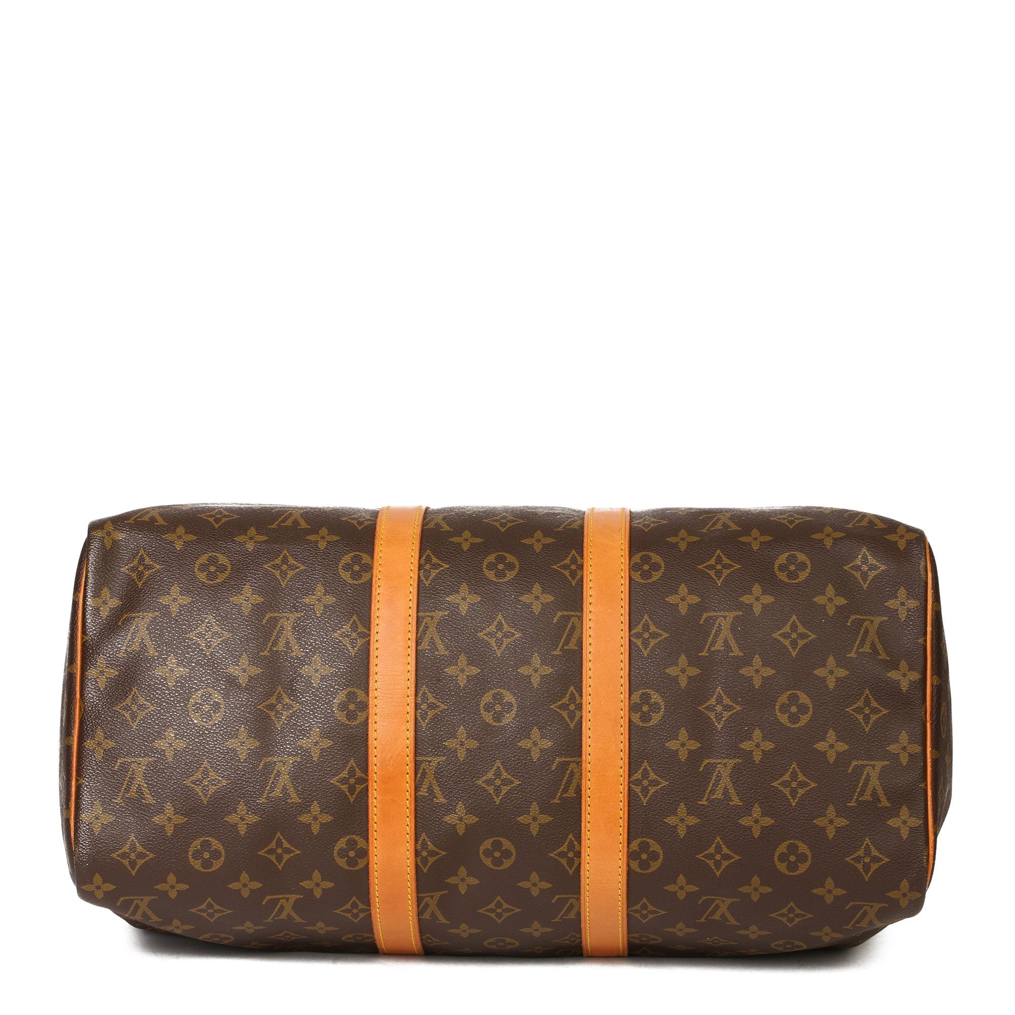 Louis Vuitton Brown Monogram Coated Canvas & Vachetta Leather Vintage Keepall 45 1