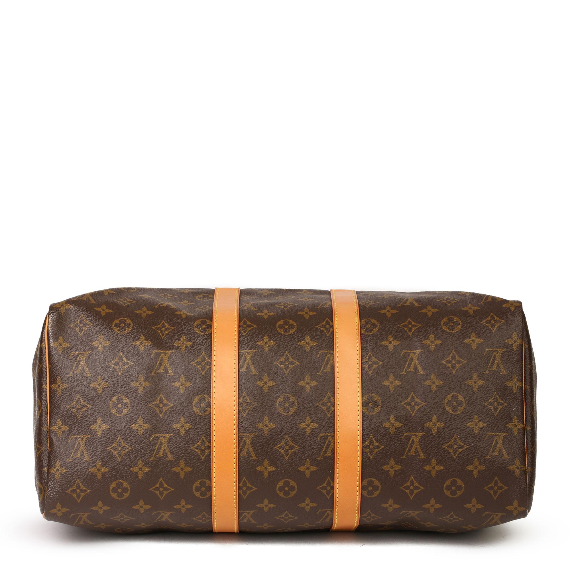 Louis Vuitton Brown Monogram Coated Canvas & Vachetta Leather Vintage Keepall 45 1