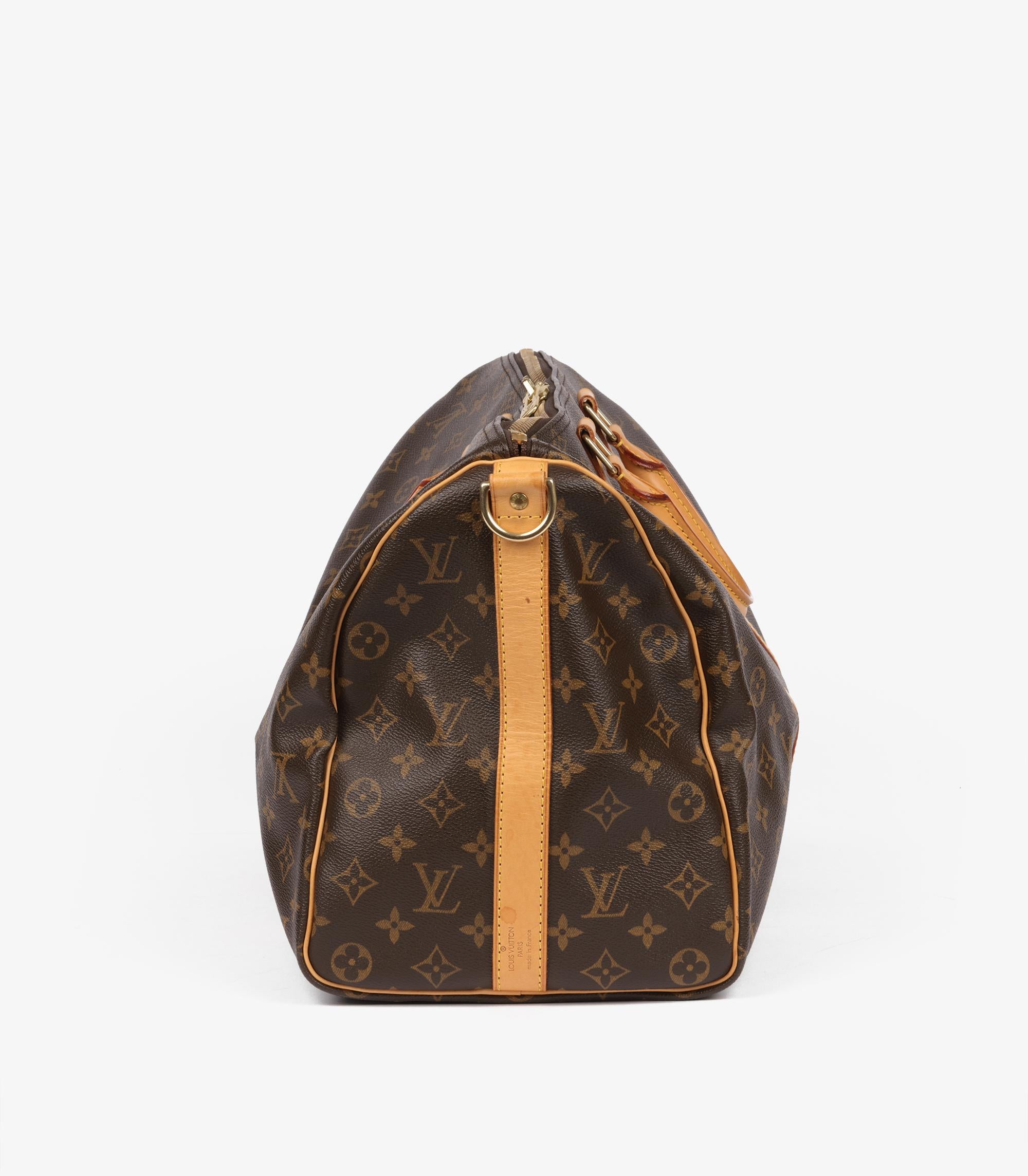 Louis Vuitton Brown Monogram Coated Canvas & Vachetta Leather Vintage Keepall 45 für Damen oder Herren im Angebot