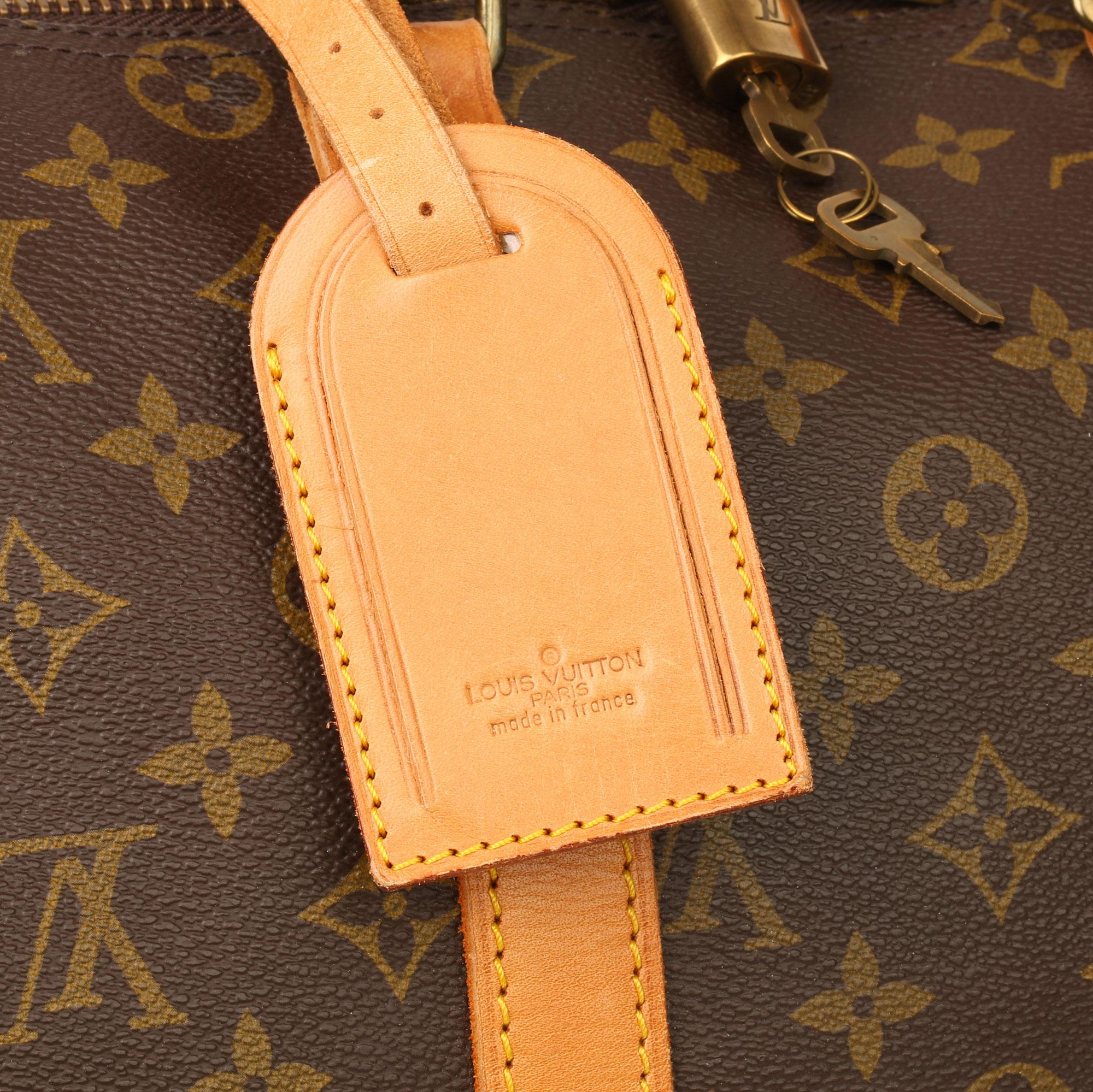 Louis Vuitton Brown Monogram Coated Canvas & Vachetta Leather Vintage Keepall 45 2