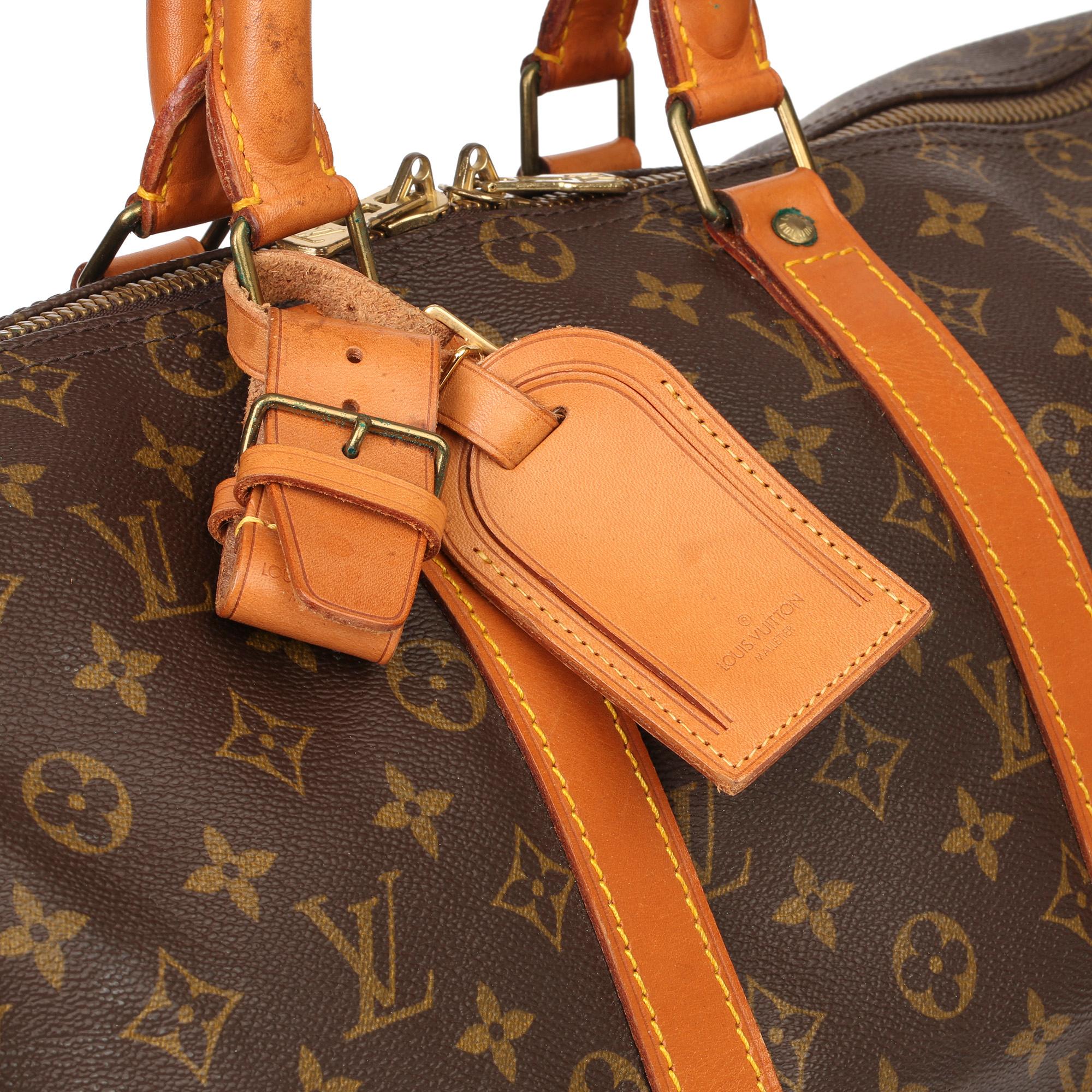 Louis Vuitton Brown Monogram Coated Canvas & Vachetta Leather Vintage Keepall 45 2