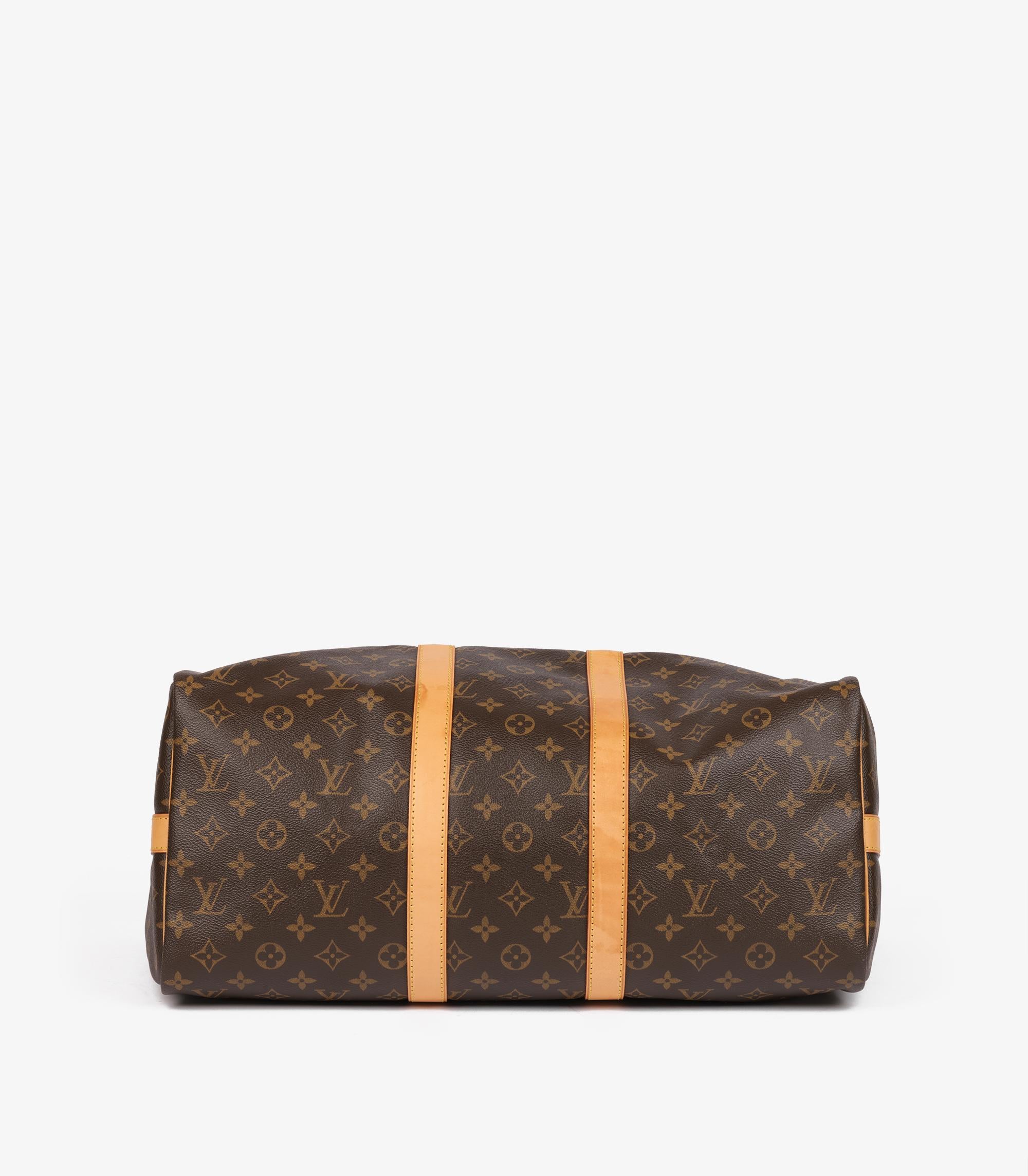 Louis Vuitton Brown Monogram Coated Canvas & Vachetta Leather Vintage Keepall 45 im Angebot 1