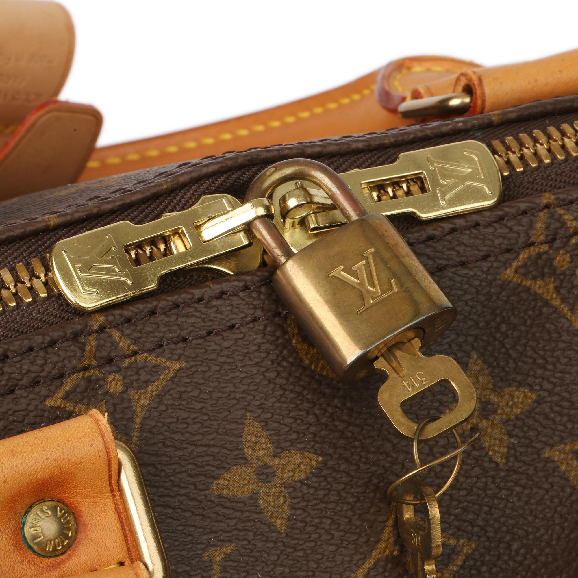 Louis Vuitton Brown Monogram Coated Canvas & Vachetta Leather Vintage Keepall 45 3