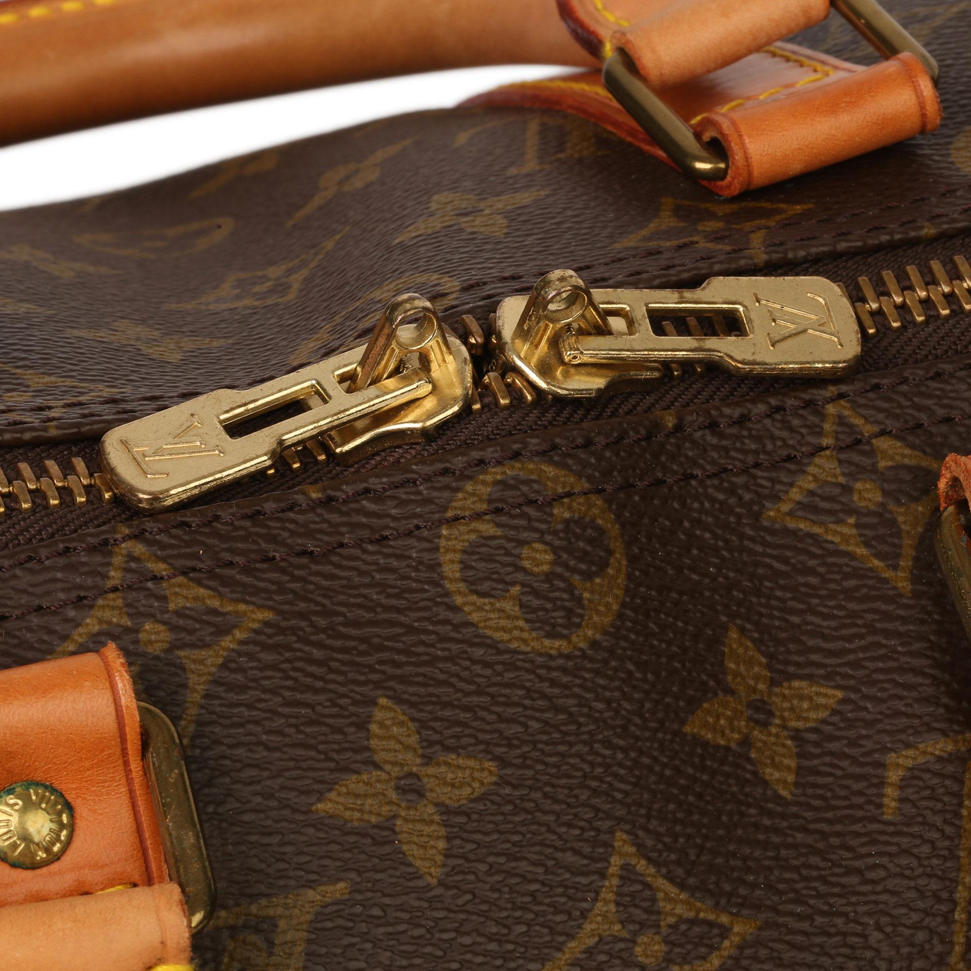 Louis Vuitton Brown Monogram Coated Canvas & Vachetta Leather Vintage Keepall 45 2
