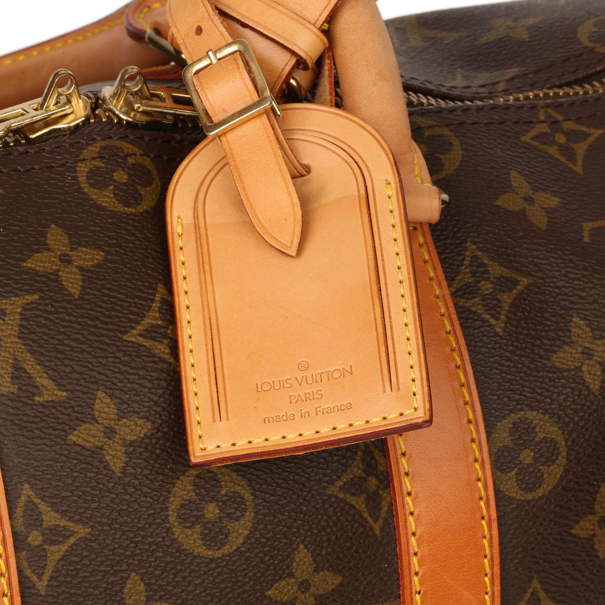 Louis Vuitton Brown Monogram Coated Canvas & Vachetta Leather Vintage Keepall 45 3