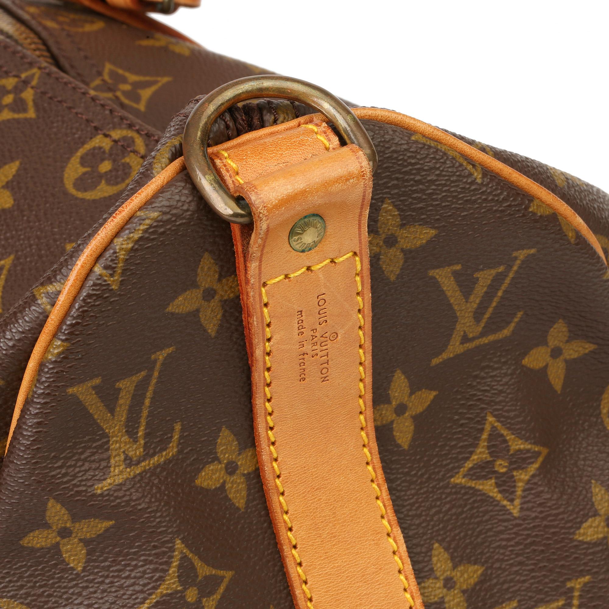 Louis Vuitton Brown Monogram Coated Canvas & Vachetta Leather Vintage Keepall 45 4