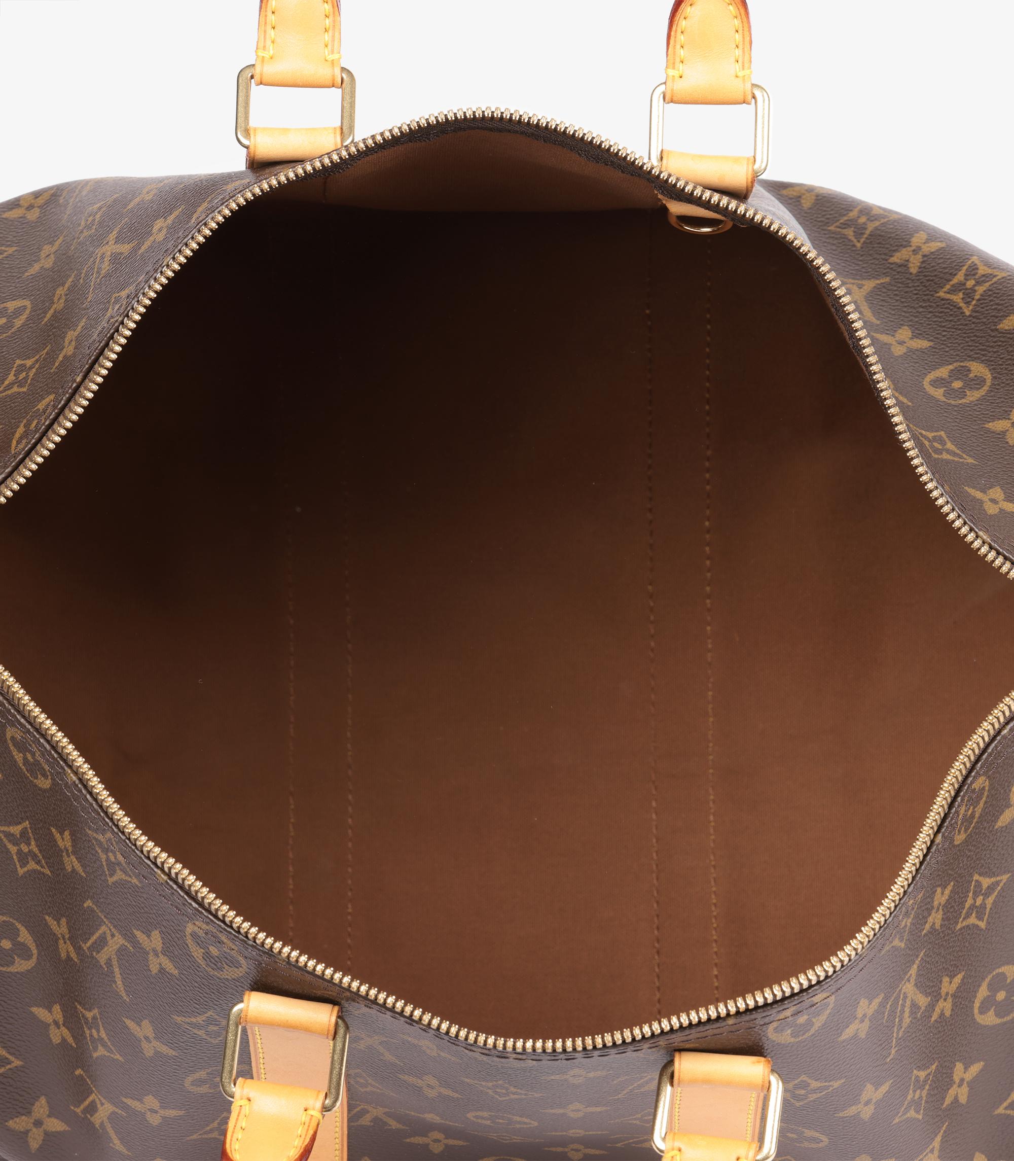 Louis Vuitton Brown Monogram Coated Canvas & Vachetta Leather Vintage Keepall 45 im Angebot 3