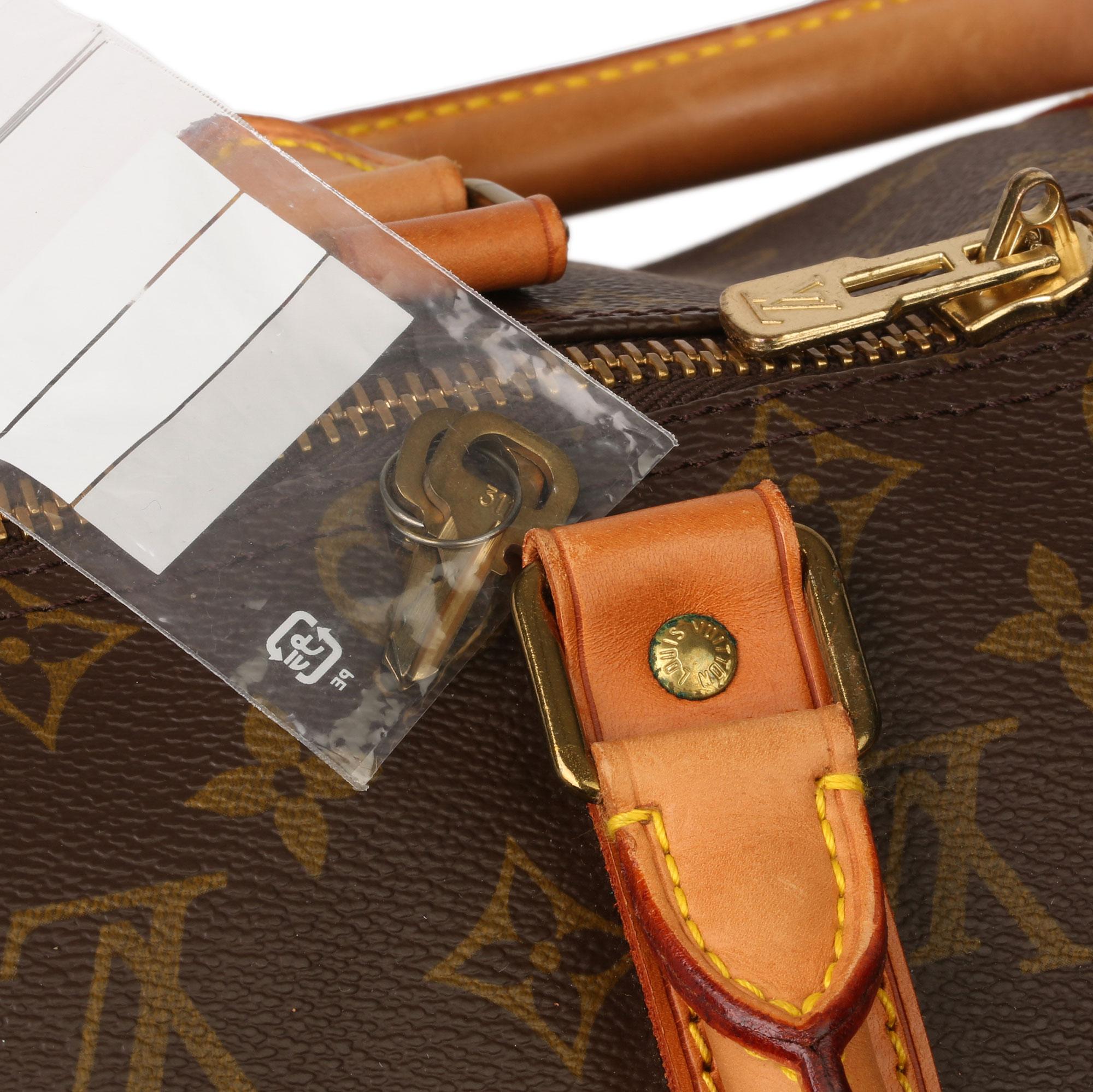 Louis Vuitton Brown Monogram Coated Canvas & Vachetta Leather Vintage Keepall 45 4