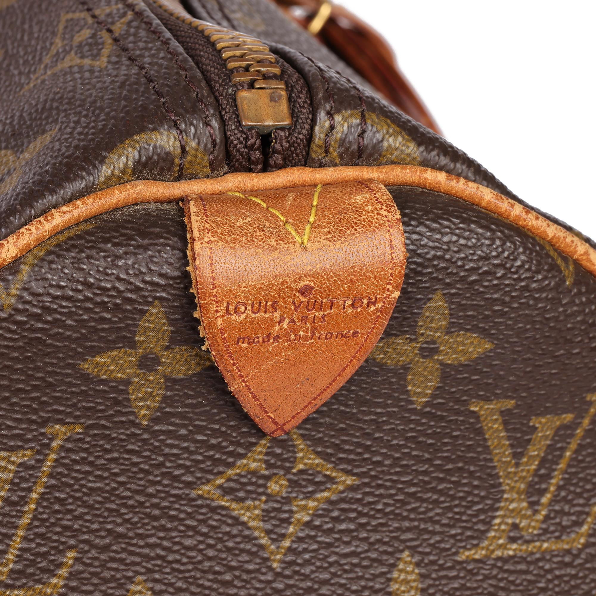 LOUIS VUITTON Brown Monogram Coated Canvas & Vachetta Leather Vintage Keepall 45 2
