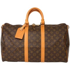 Louis Vuitton Brown Monogram Coated Canvas & Vachetta Leather Vintage Keepall 45