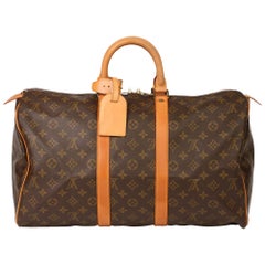 Louis Vuitton Brown Monogram Coated Canvas & Vachetta Leather Vintage Keepall 45