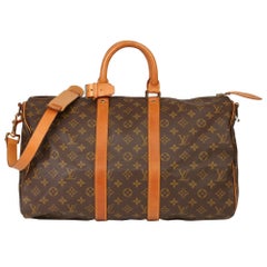 Louis Vuitton Brown Monogram Coated Canvas & Vachetta Leather Vintage Keepall 45