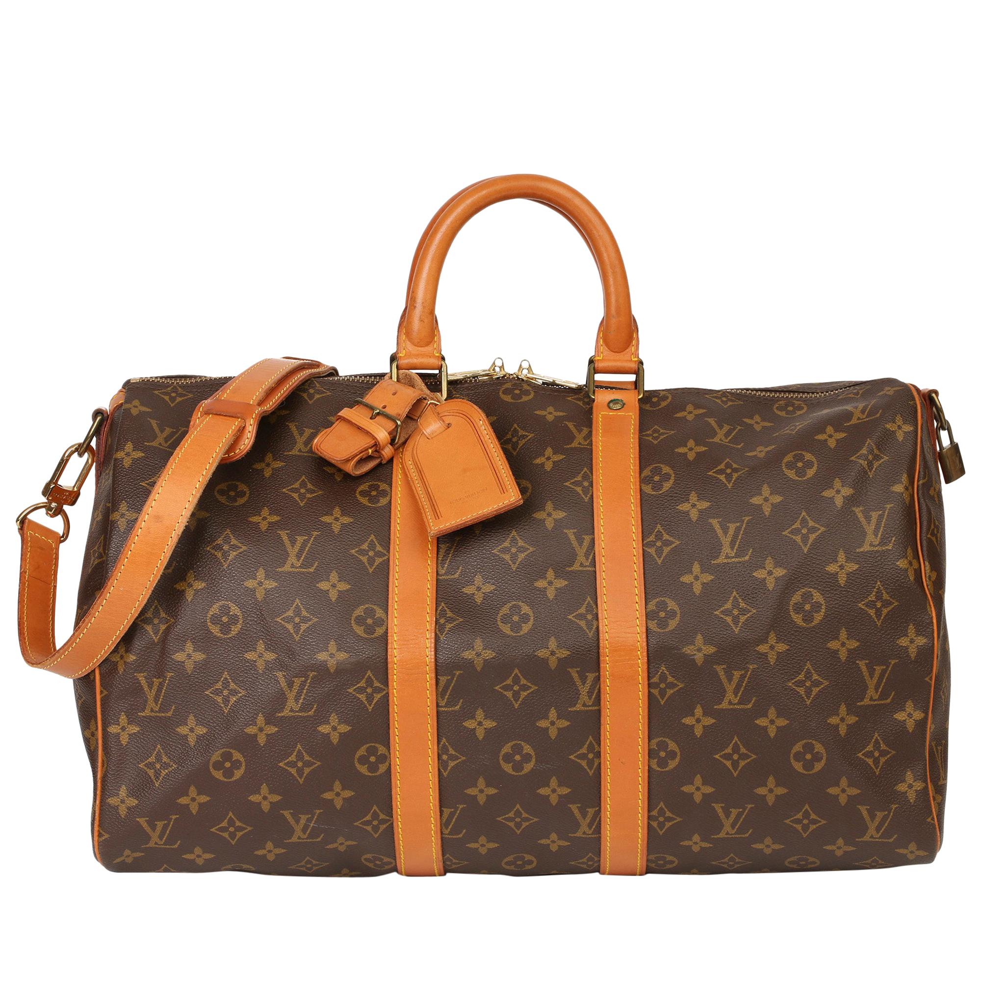 Louis Vuitton Brown Monogram Coated Canvas & Vachetta Leather Vintage Keepall 45