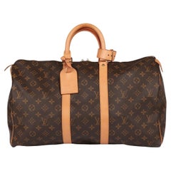 Louis Vuitton Brown Monogram Coated Canvas & Vachetta Leather Vintage Keepall 45