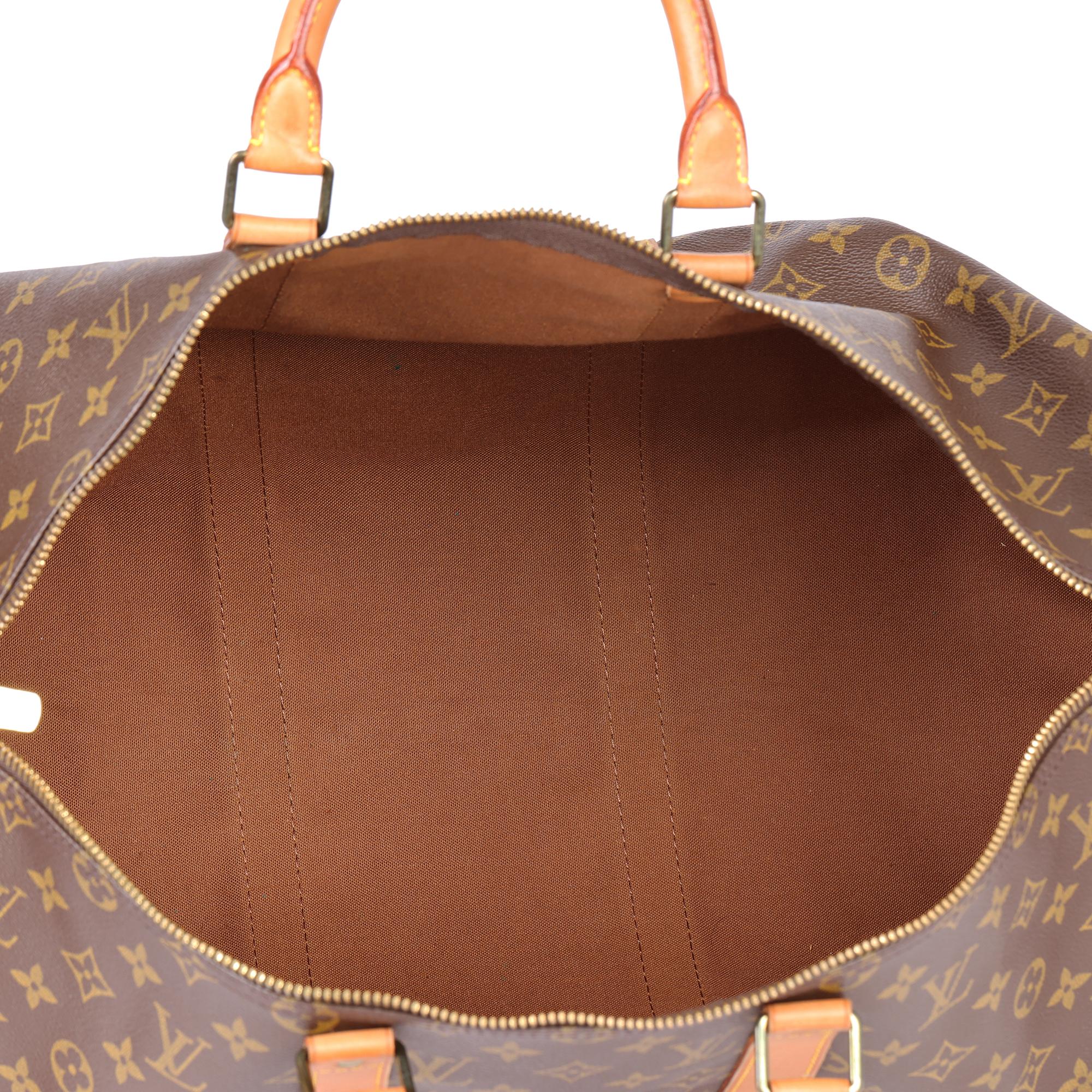 LOUIS VUITTON Brown Monogram Coated Canvas & Vachetta Leather Vintage Keepall 50 3