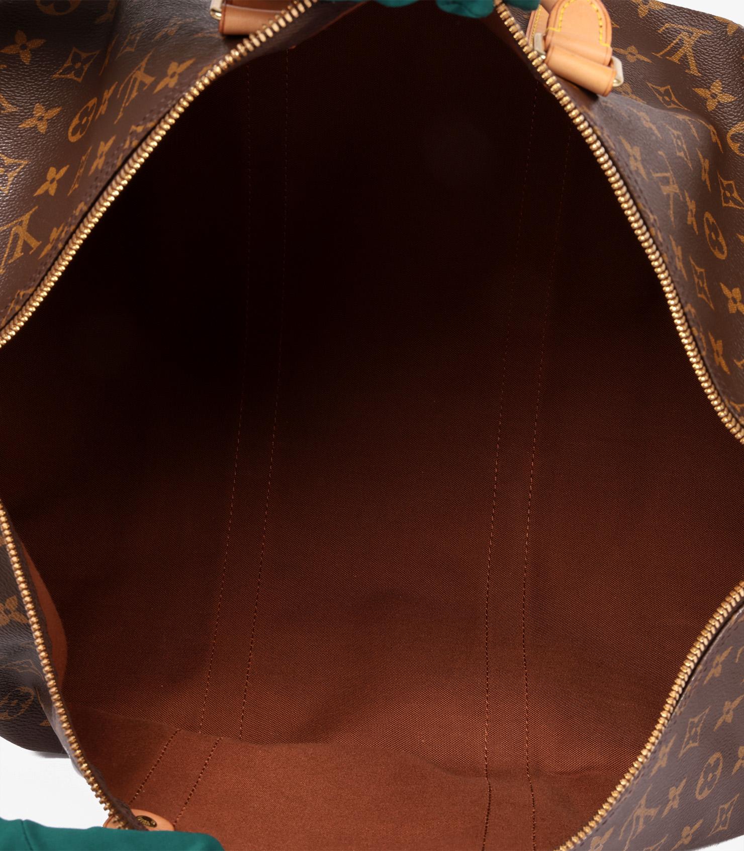 Louis Vuitton Brown Monogram Coated Canvas & Vachetta Leather Vintage Keepall 50 6