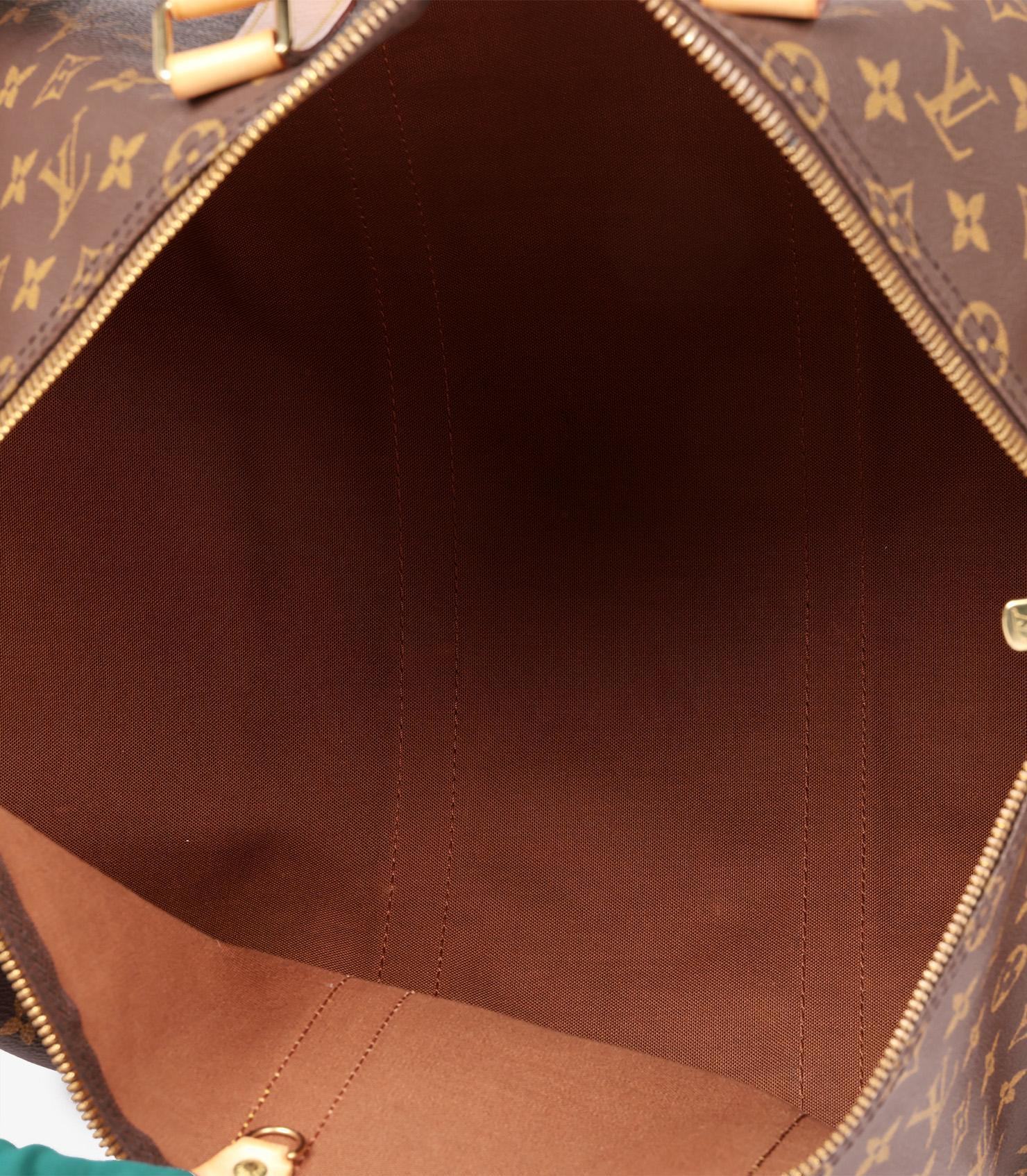 Louis Vuitton Brown Monogram Coated Canvas & Vachetta Leather Vintage Keepall 50 6