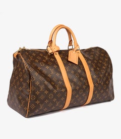 Louis Vuitton Brown Monogram Coated Canvas & Vachetta Leather Vintage Keepall 50