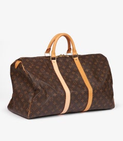 Louis Vuitton Brown Monogram Coated Canvas & Vachetta Leather Vintage Keepall 50