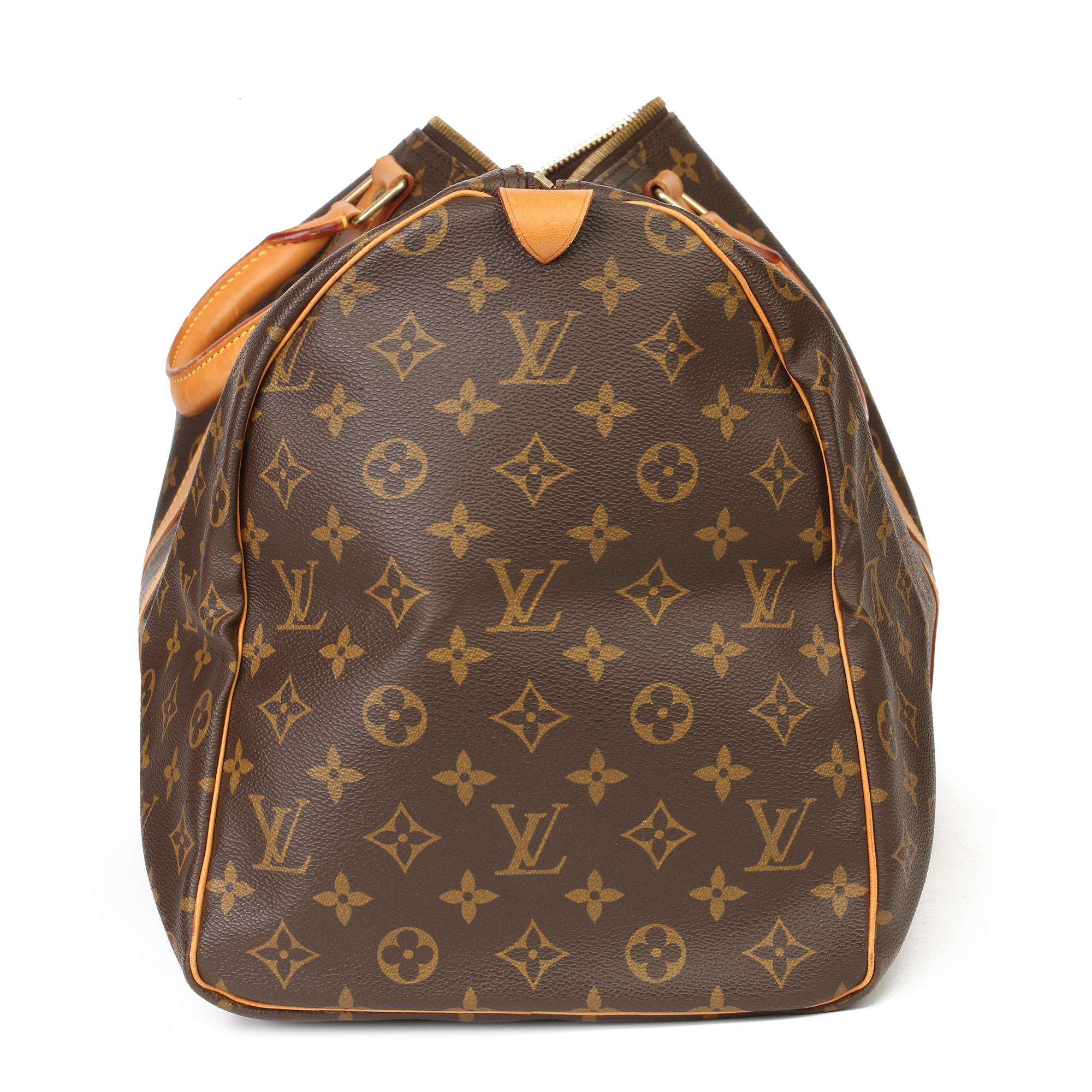 Louis Vuitton Brown Monogram Coated Canvas & Vachetta Leather Vintage Keepall 50 In Excellent Condition In Bishop's Stortford, Hertfordshire