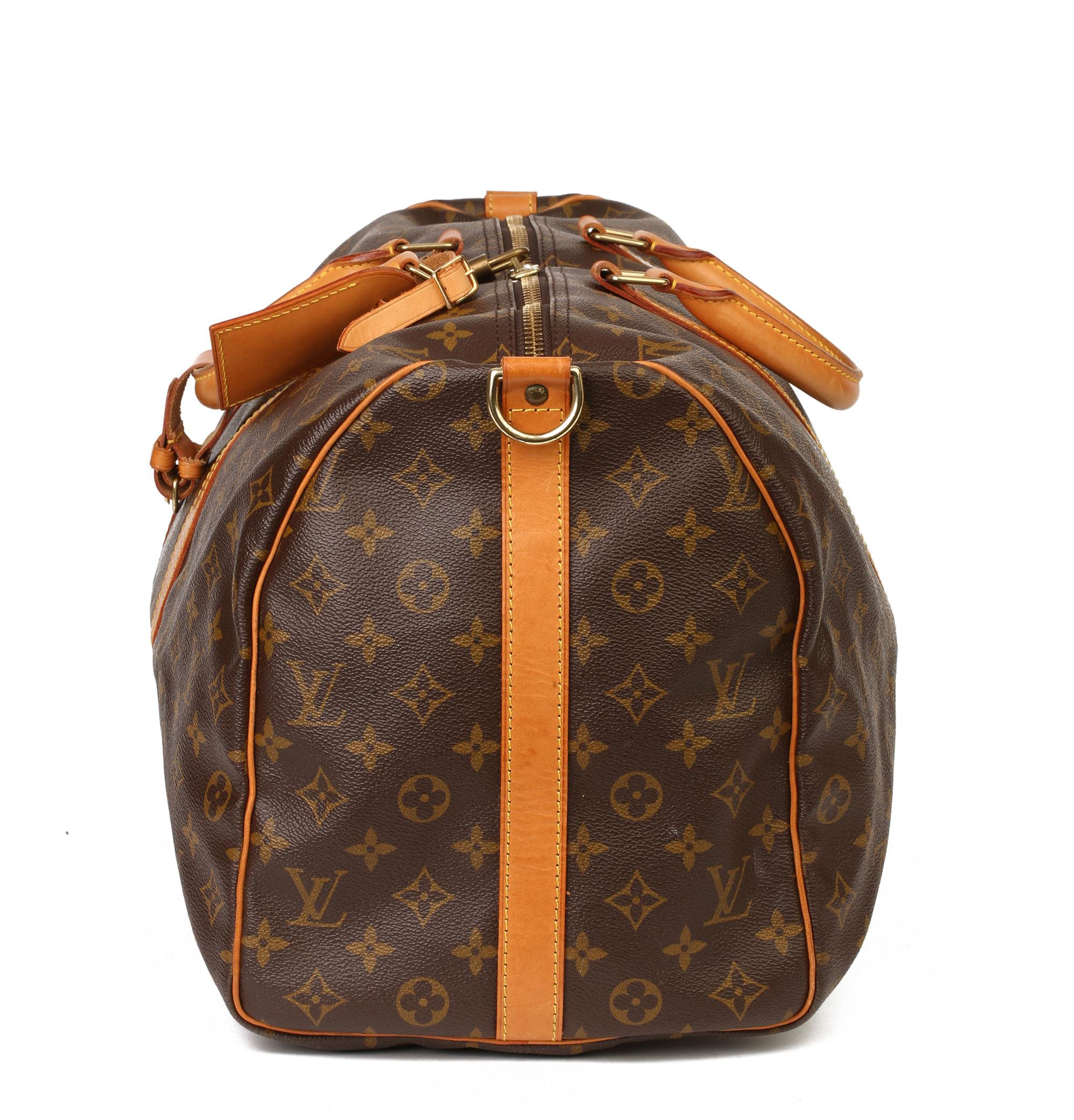 Louis Vuitton Brown Monogram Coated Canvas & Vachetta Leather Vintage Keepall 50 In Excellent Condition In Bishop's Stortford, Hertfordshire